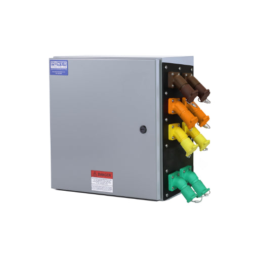 800A 480V Threaded Post Camlock Connection Box - Heavy Duty Electrical Power Distribution for Industrial & Construction Sites