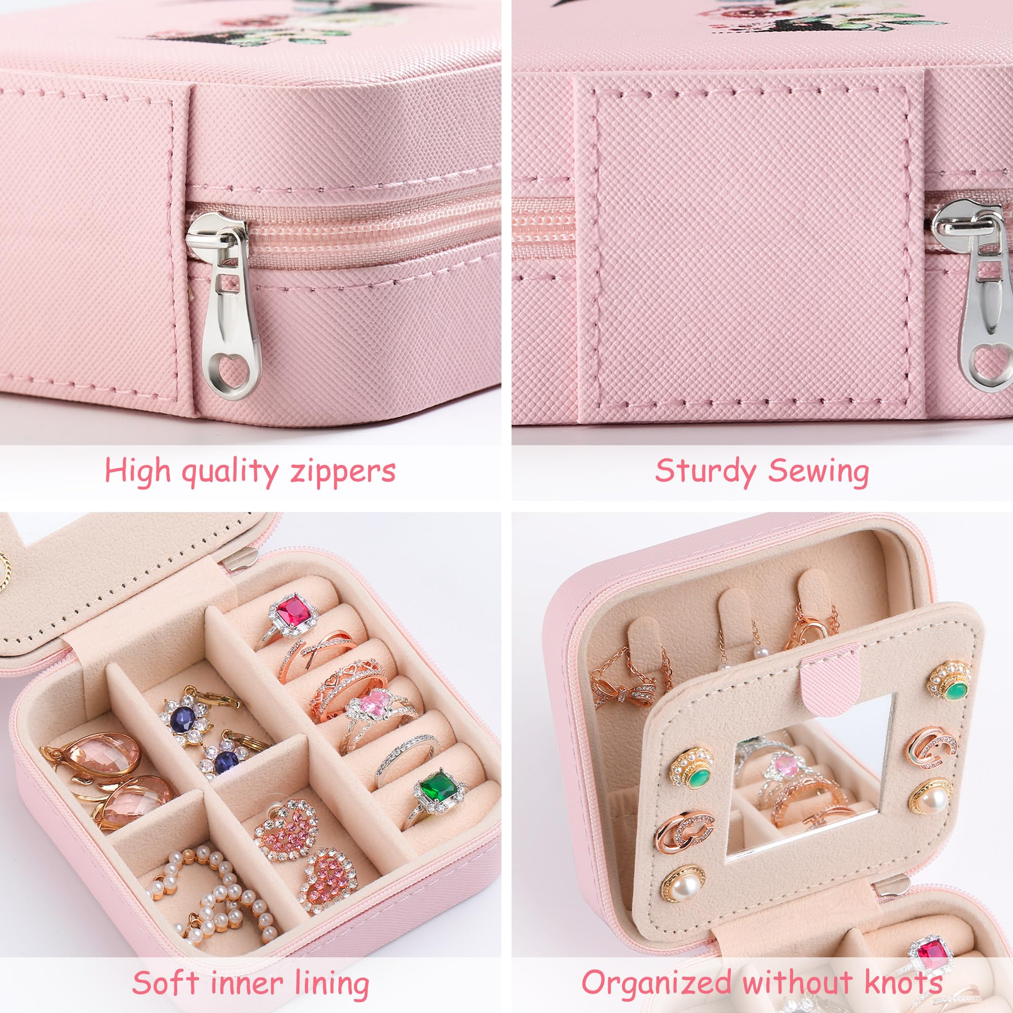 AYGXU Compact Travel Jewelry Organizer Box - Portable Jewelry Storage Case for Women & Girls - Perfect for Teen Gifts, Teacher Presents & Personalized Initials A-Z - Ideal for Vacations, Business Trips & Daily Use