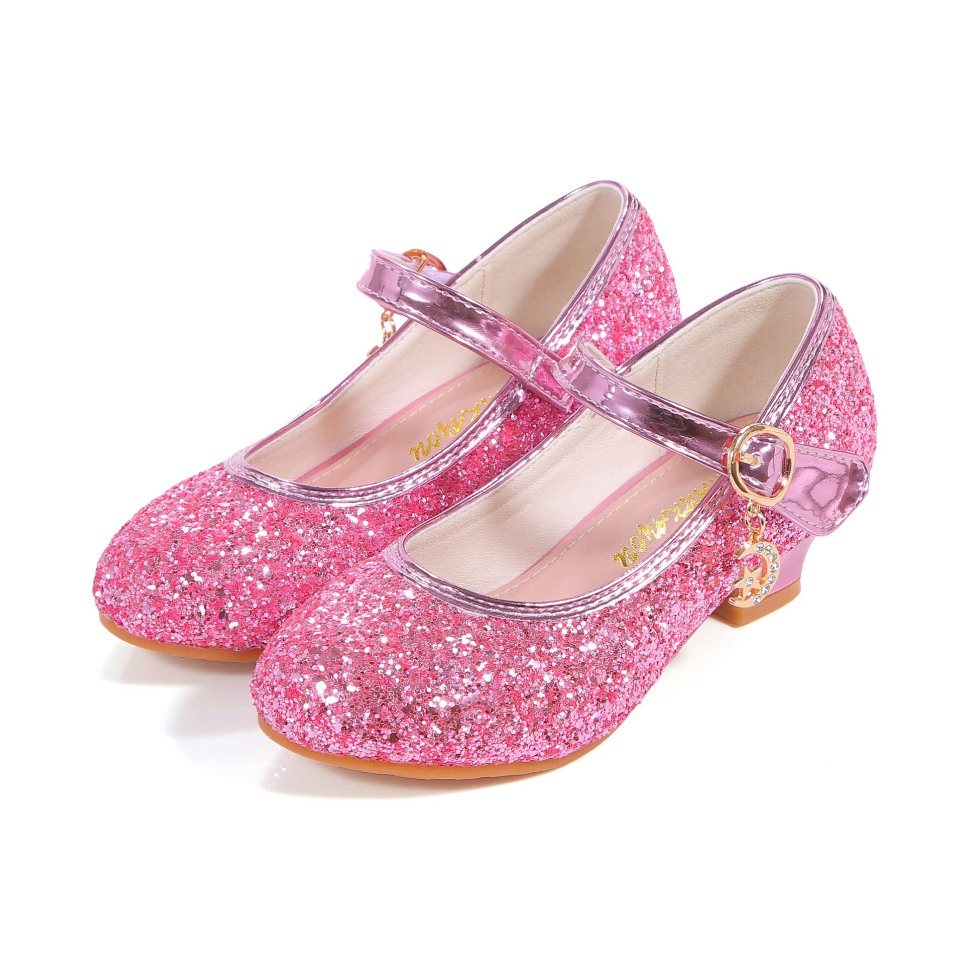ALPHELIGANCE Girls Sparkle Mary Jane Shoes - Low Heel Princess Flower Wedding Party Dress Shoes for Toddler & Kids | Perfect for Weddings, Birthday Parties, Pageants & Special Occasions