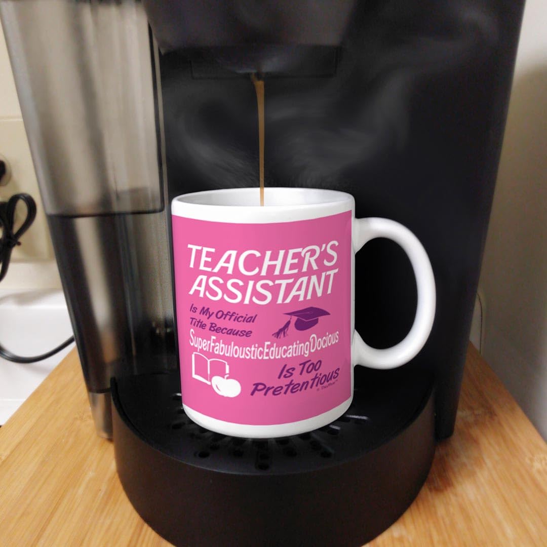 Best Teacher Gift - 11oz Ceramic Coffee Mug with Handle for Teachers, Teacher Assistants - Pink Inspirational Cup for Classroom, Office & Home Use