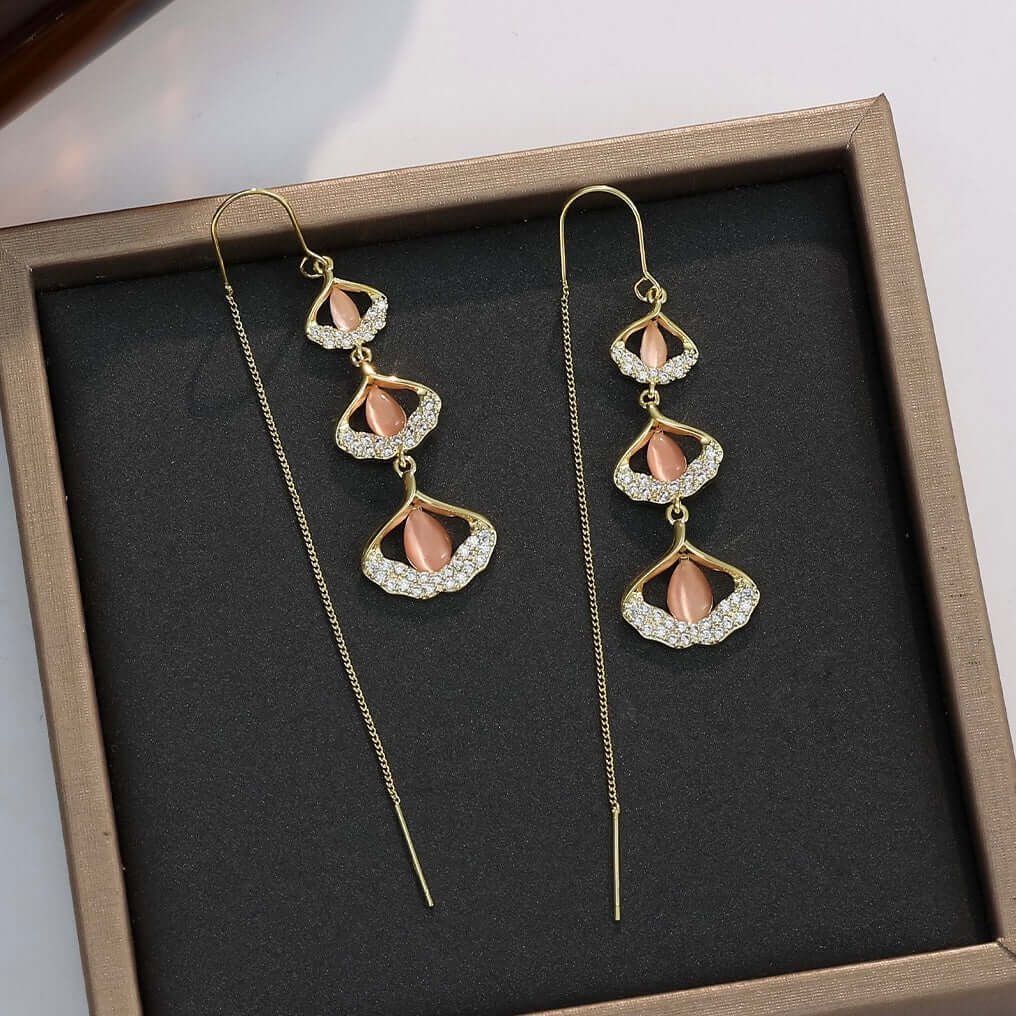925 Sterling Silver Three Ginkgo Leaf Threader Earrings for Women - Delicate Dangle Leaf Earrings for Everyday Wear, Gift Giving & Special Occasions | A8075
