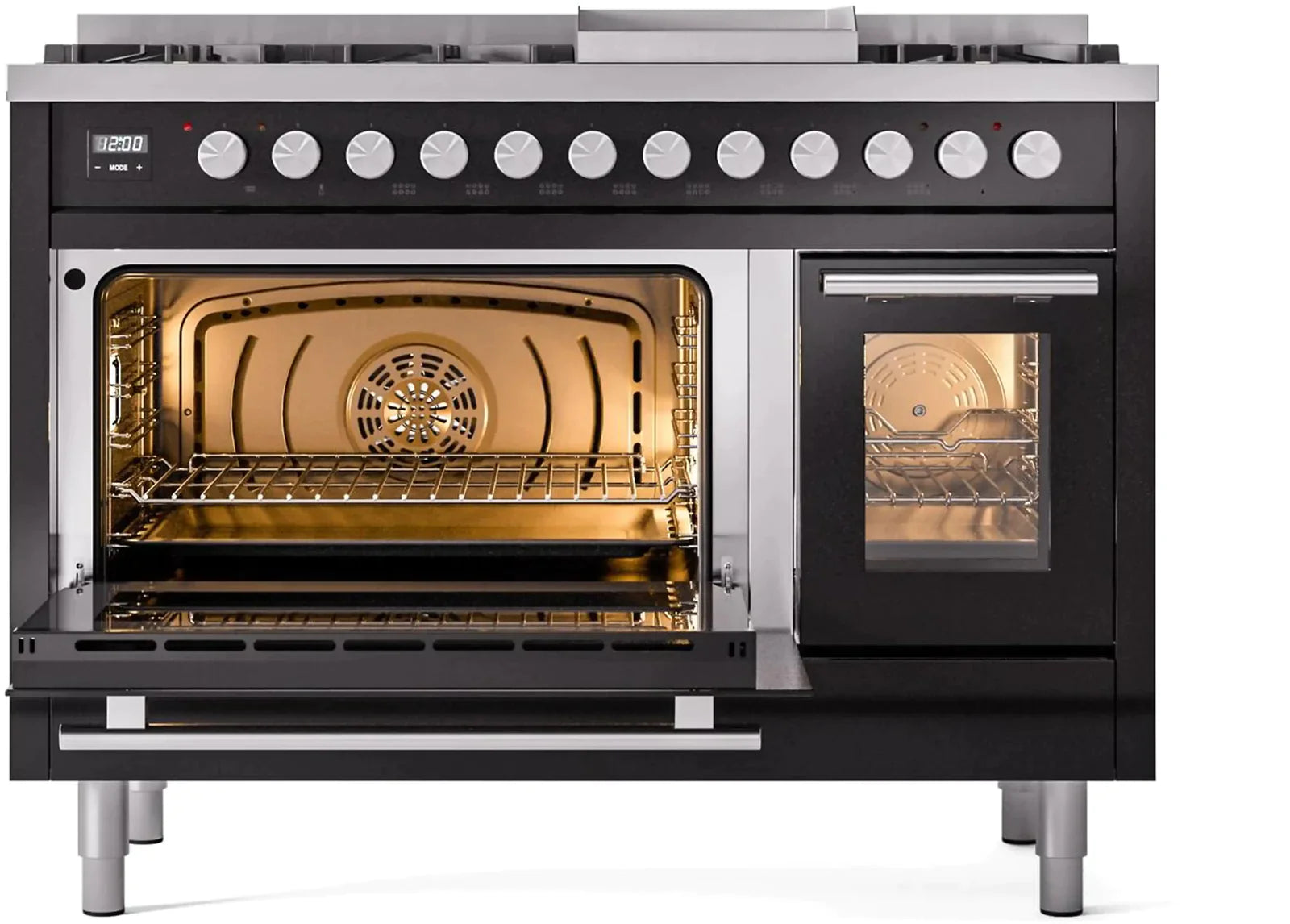 ILVE 48 Inch Professional Plus II Freestanding Dual Fuel Range with 8 Sealed Burners - UP48FWMP - Perfect for Home Chefs & Commercial Kitchens