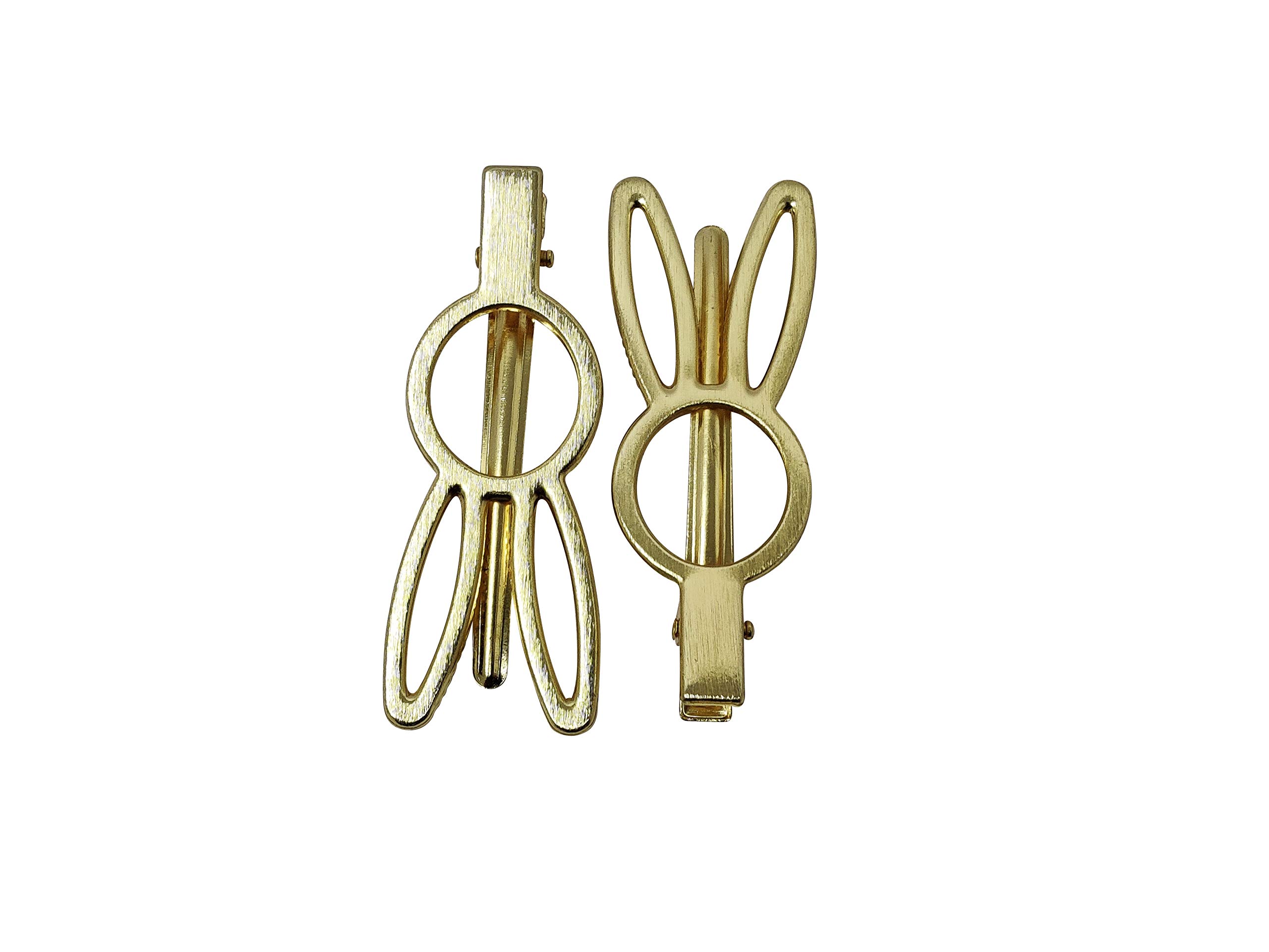 EVOGIRL Slider Hair Pin - Crocodile Clip with Rabbit Ear Design, French Style Metal Hair Clips, Elegant Retro Hair Barrettes (7cm, Gold, Medium) - 2 Pack for Women & Girls - Perfect for Parties, Weddings, and Everyday Styling