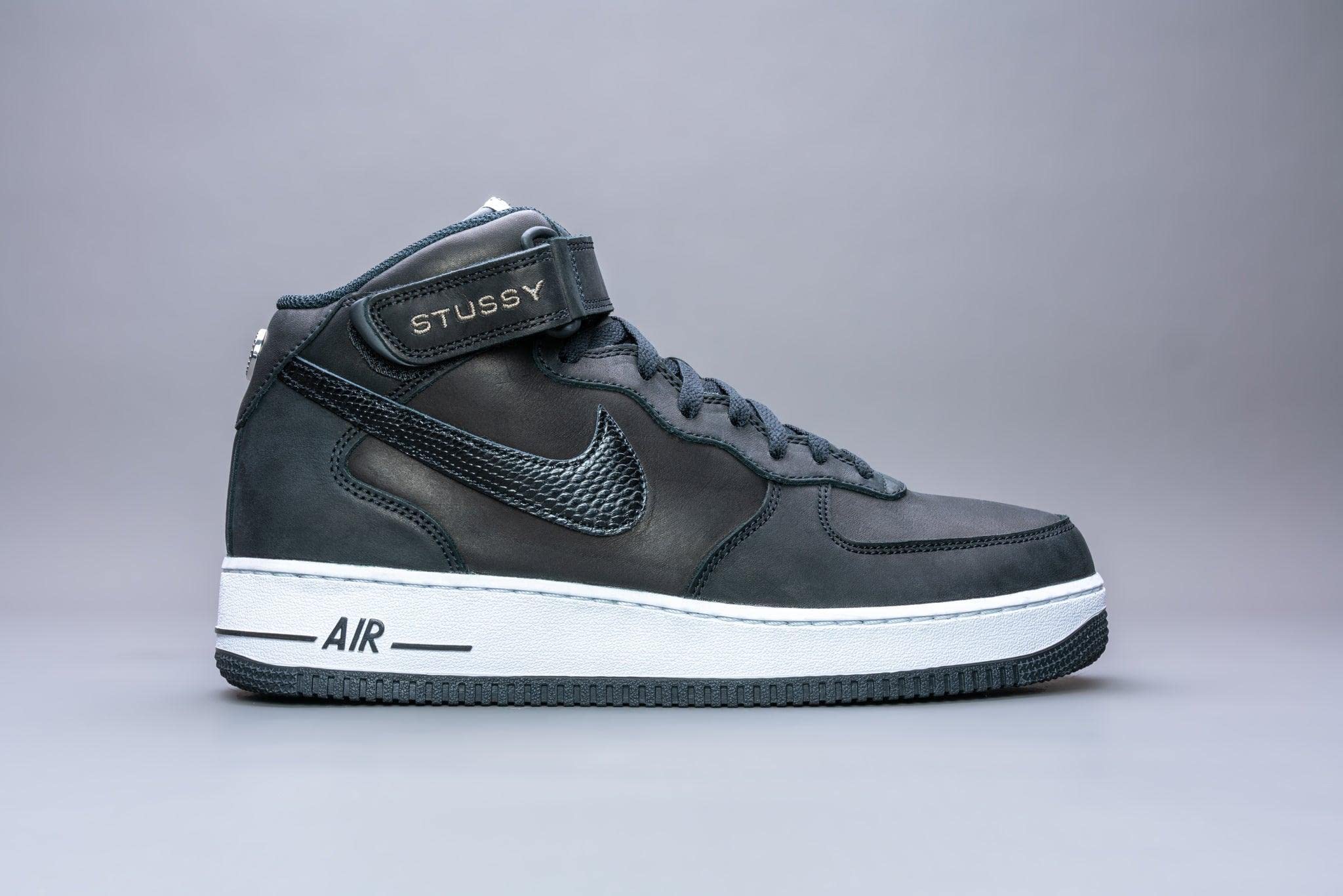 Nike Air Force 1 Mid Stussy Collaboration - Black Men's Sneakers Size 5 | Streetwear Fashion, Casual Wear & Basketball Shoes for Everyday Style