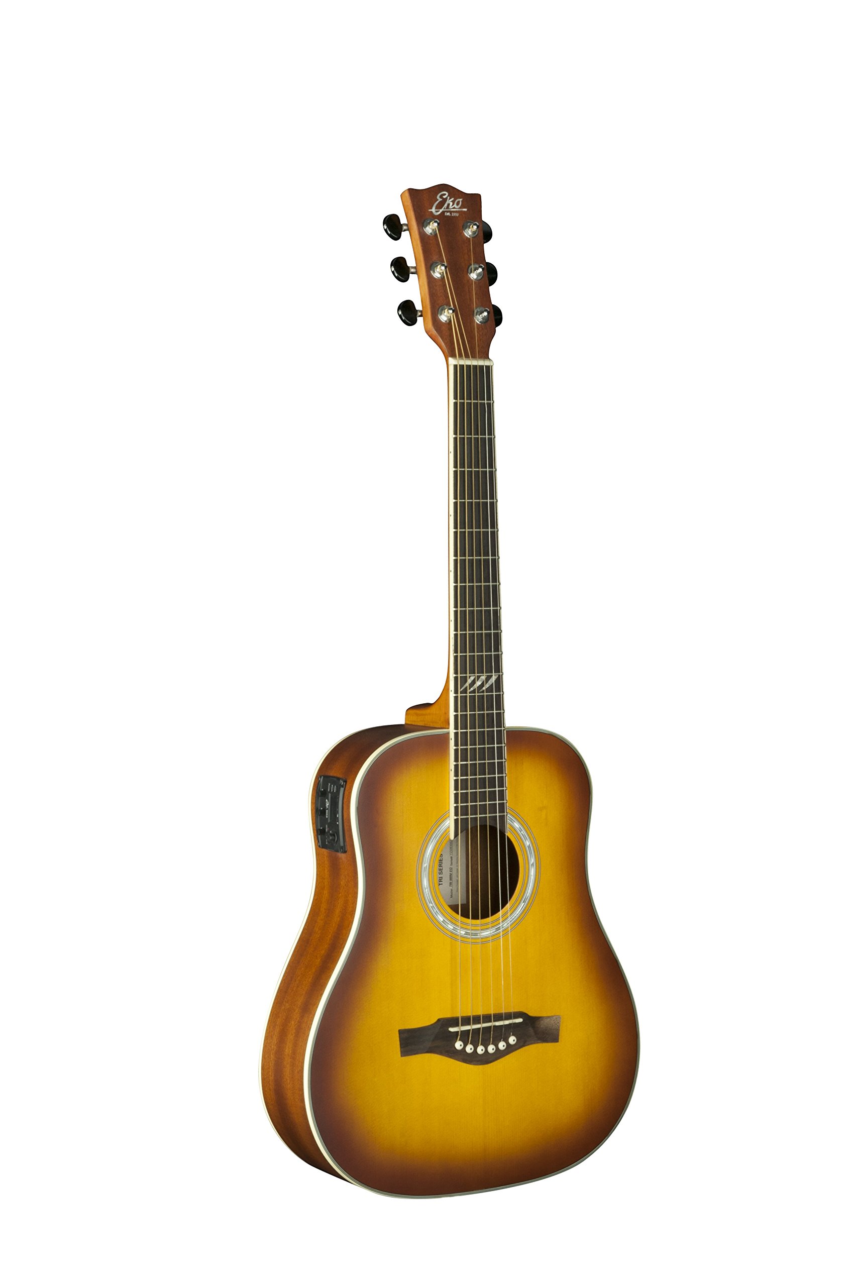 TRI Series Mini Dreadnought Acoustic-Electric Guitar - Honey Burst Finish | Perfect for Travel, Camping & Beginner Guitar Players | High-Quality Sound & Portable Design