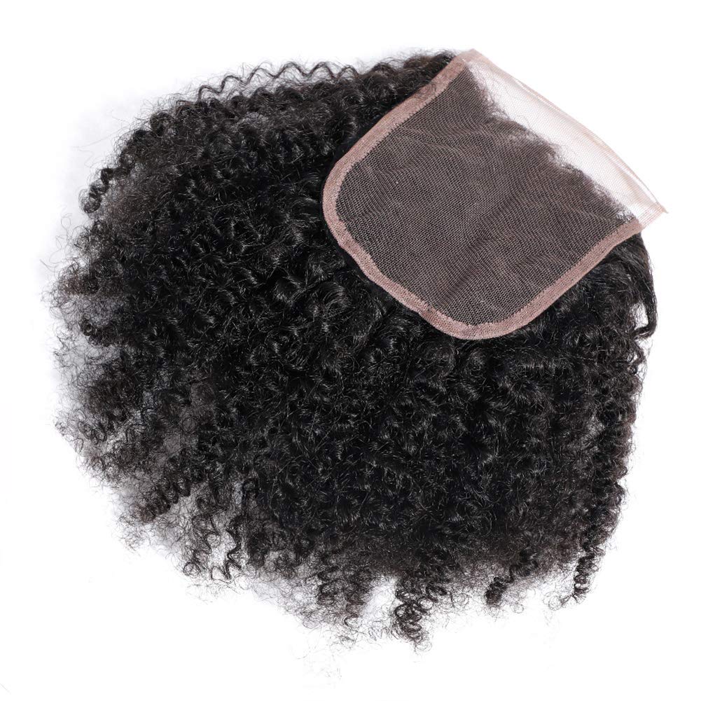 100% Unprocessed Mongolian Afro Kinky Curly Human Hair Bundles with Closure for Black Women - 3 Bundles 4B 4C Virgin Hair Weave (12