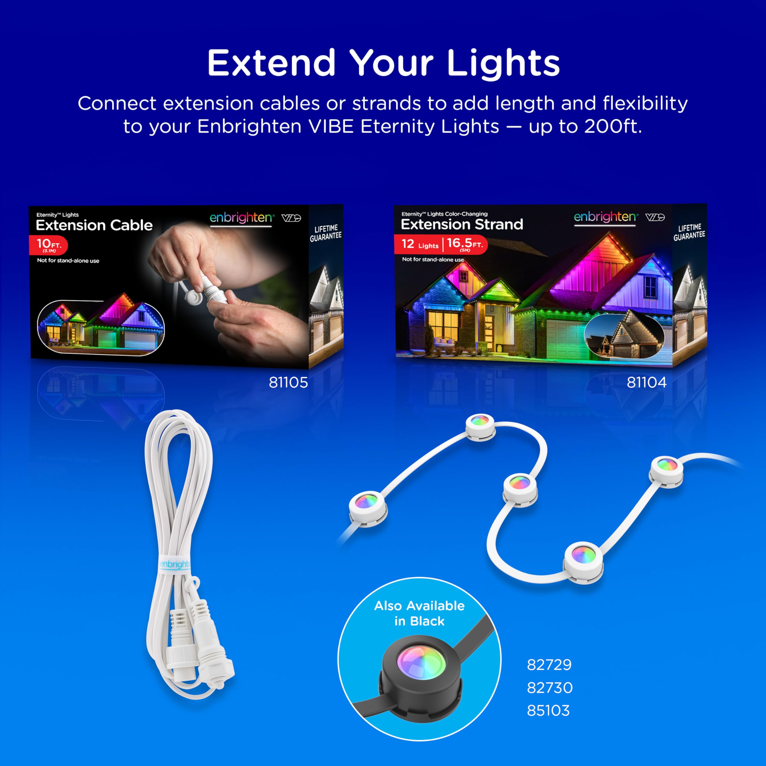 Enbrighten Eternity 100ft Permanent Outdoor Smart Lights with 72 RGBWIC LEDs - Weatherproof IP67 Rated, Alexa & Google Home Compatible - Perfect for Holiday Decor, Landscape Lighting, and Patio Accents