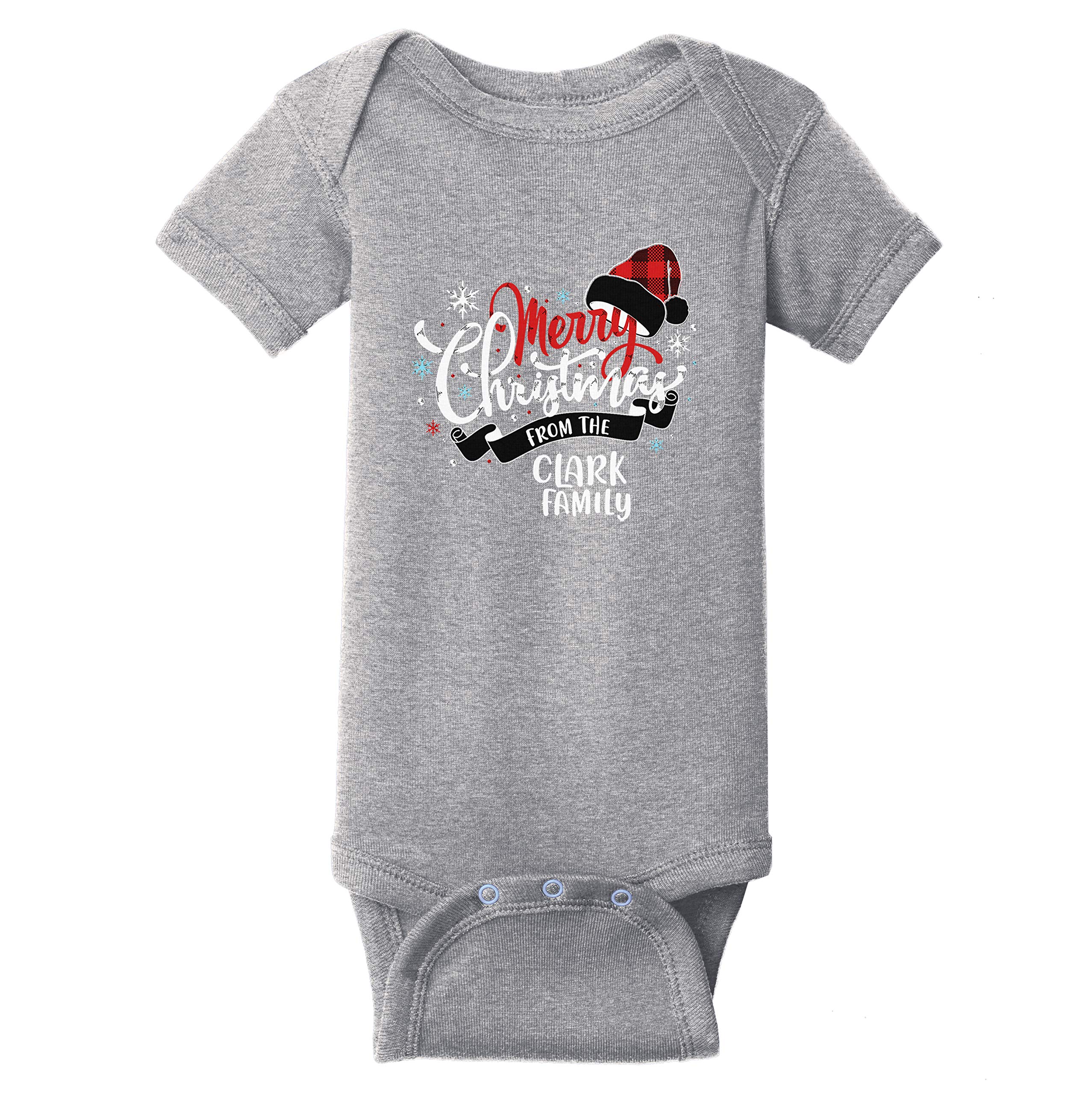 Personalized Buffalo Plaid Santa Hat Christmas Bodysuit for Baby Boys & Girls - Festive Holiday Outfit for Family Photos & Xmas Parties