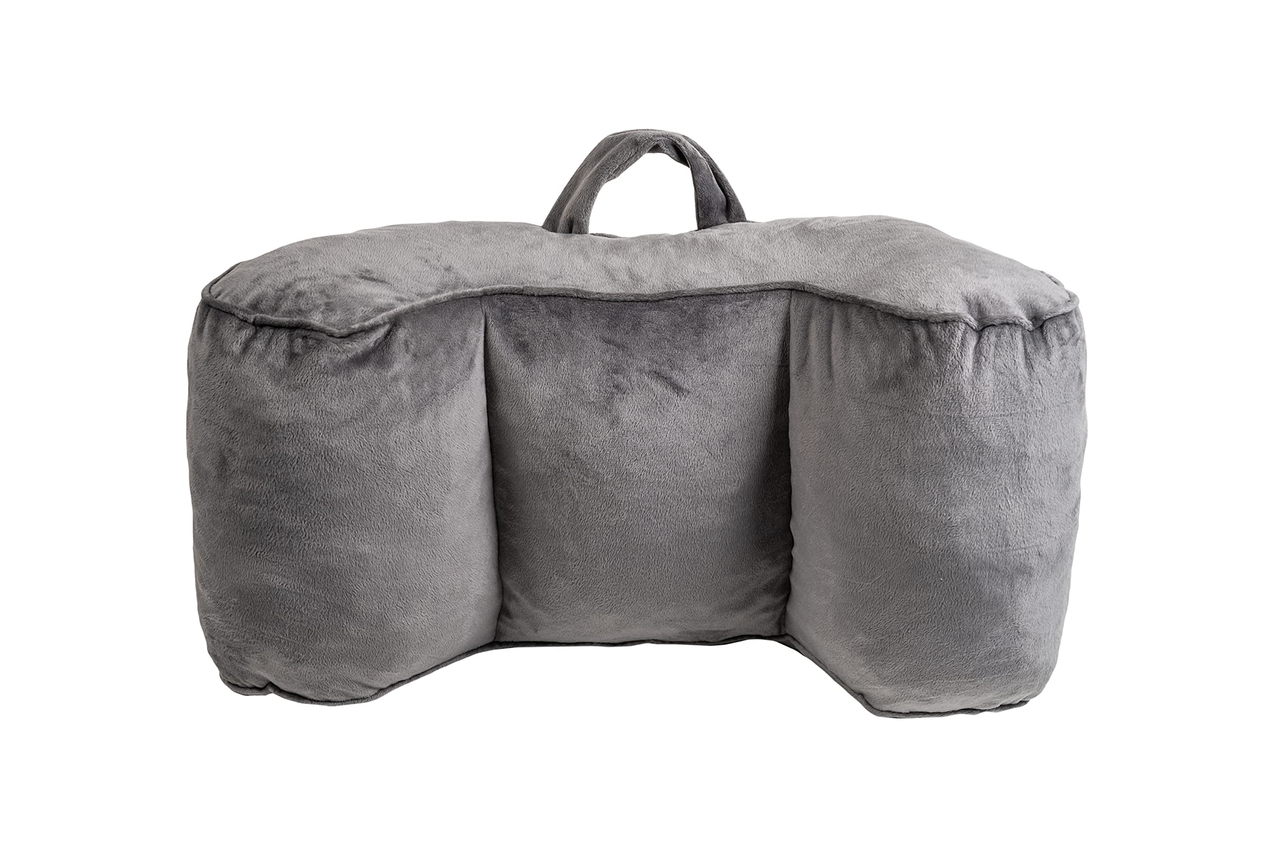 Bed Rest Reading Pillow - Ergonomic Back Support Pillow for Office Desk Chair with Polyester Fiber Filling (Grey, Small) - Perfect for Reading, Working, Studying & Relaxing at Home