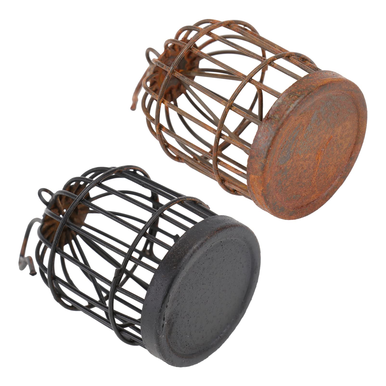 2pcs Miniature Metal Bird Cage Home Decor - Black & Brown Wedding Decor, Fish Tank Accessories | Perfect for Table Centerpieces, Garden Accents & Aquarium Landscaping