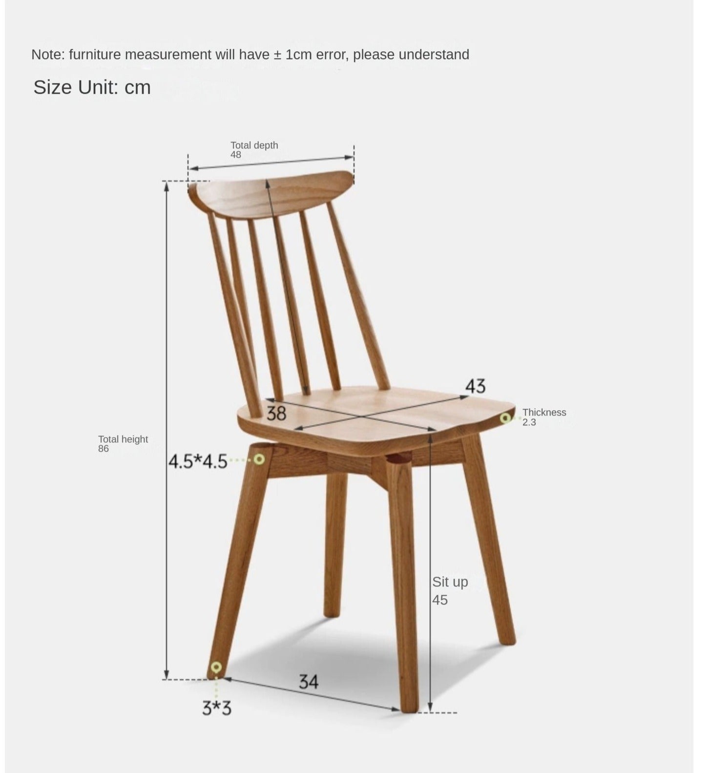 Premium Oak Solid Wood Windsor Chairs - 360 Degree Swivel Dining Set of 4 - Perfect for Kitchen, Dining Room & Home Office Furniture