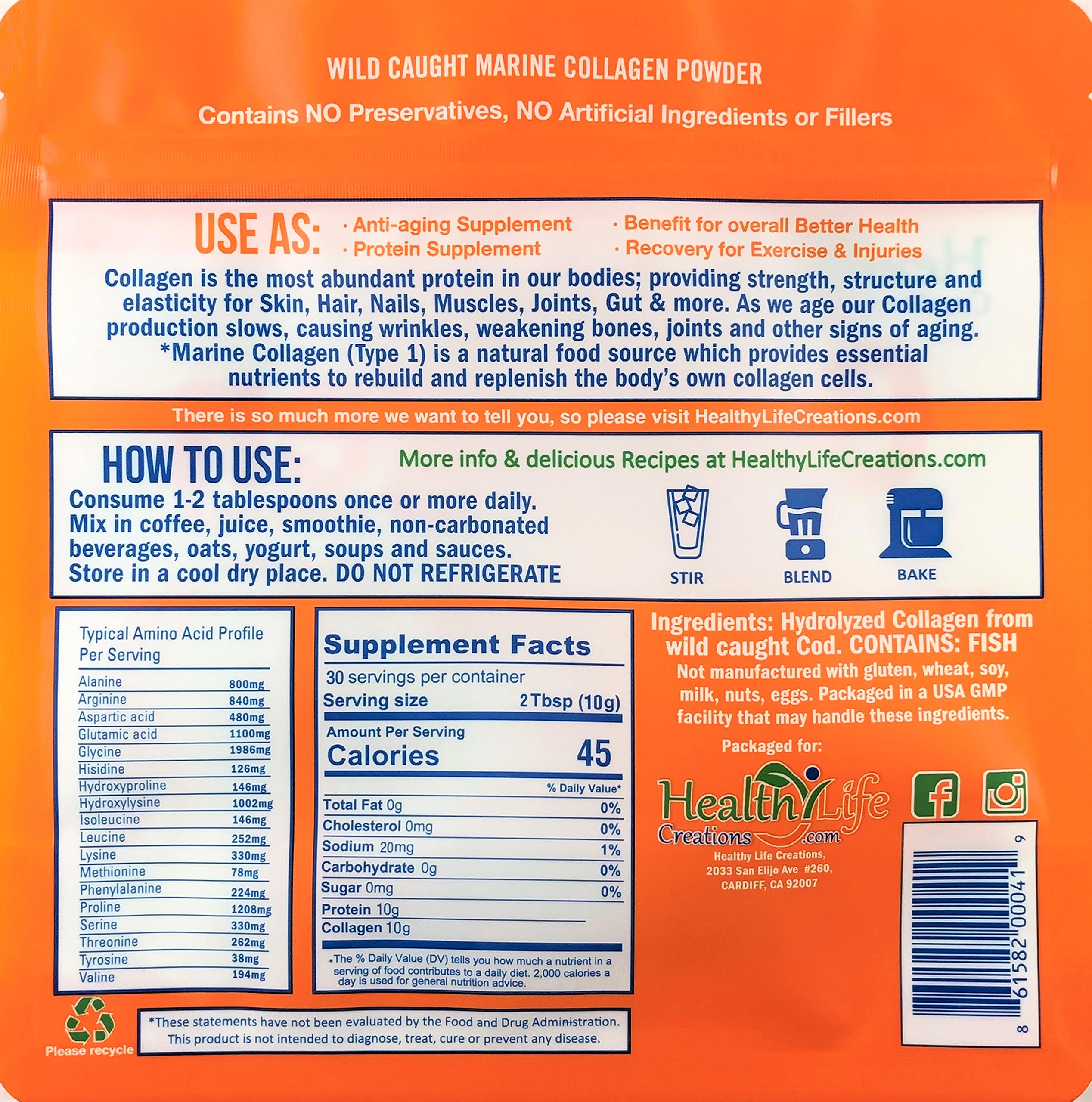 Premium Wild-Caught Marine Collagen Peptides Powder 10.3 oz | Unflavored, Fast-Dissolving | Supports Anti-Aging, Gut Health & Joint Recovery | Sugar-Free, Gluten-Free, Non-GMO | Perfect for Smoothies, Coffee & Post-Workout Recovery