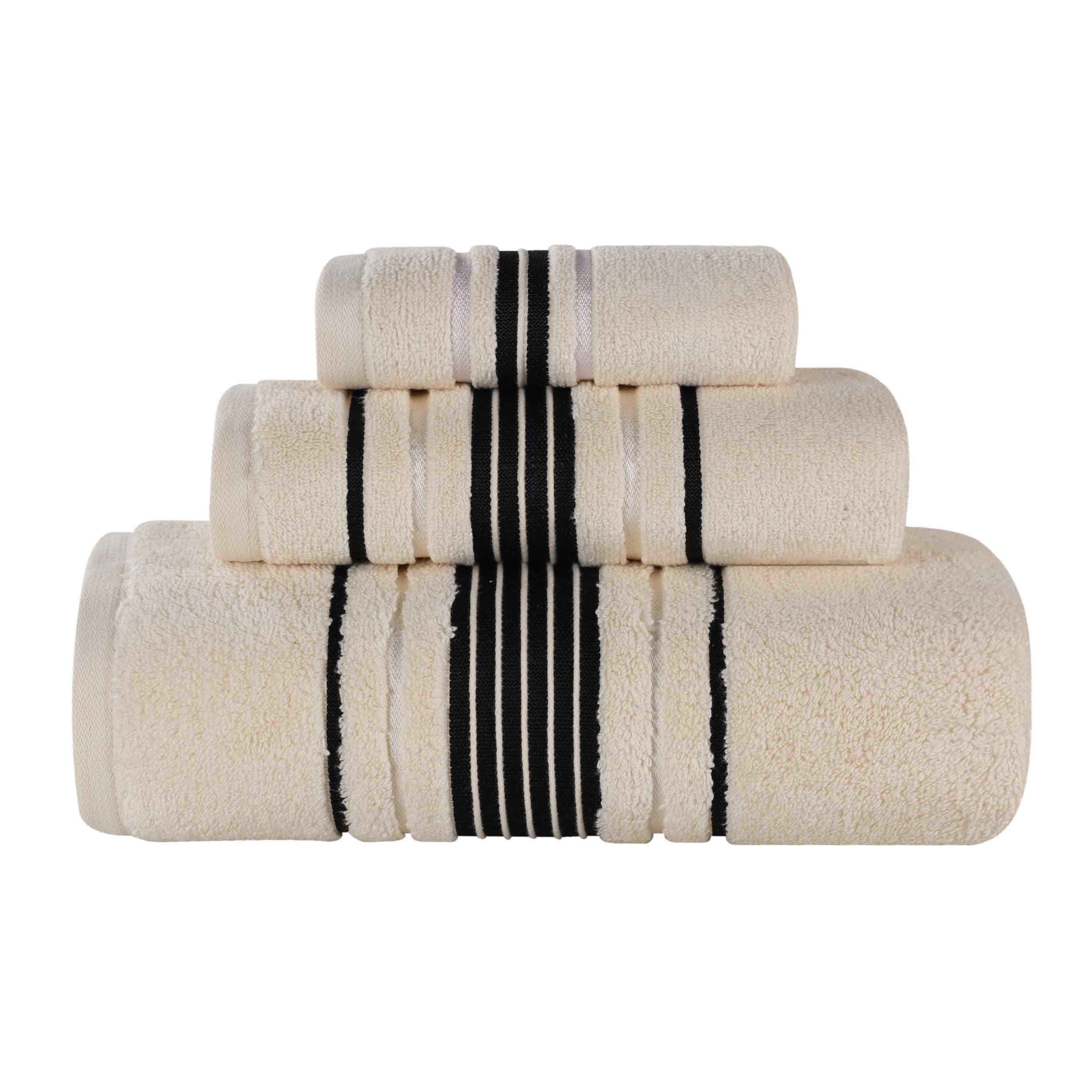 Premium Sadie Zero Twist Cotton 3-Piece Towel Set with Elegant Floral Motif - Ultra Soft & Absorbent Bath Towels for Spa, Guest Bathroom & Luxury Home Decor