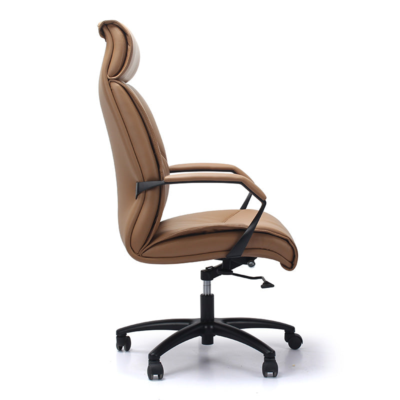 ARTURO Ergonomic High Back Office Chair with Lumbar Support - Tan & Black Leather Executive Chair for Home & Office Workspace Comfort
