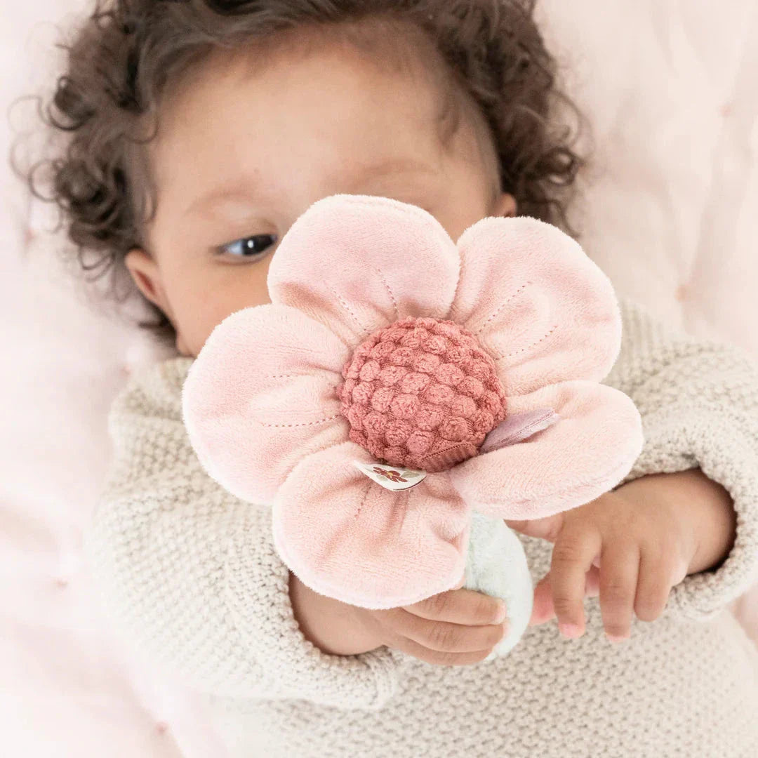 Fairy Garden Flower Rattle - Handmade Wooden Baby Shaker Toy for Sensory Play & Early Learning - Perfect for Newborn Gifts, Nursery Decor, and Montessori Activities