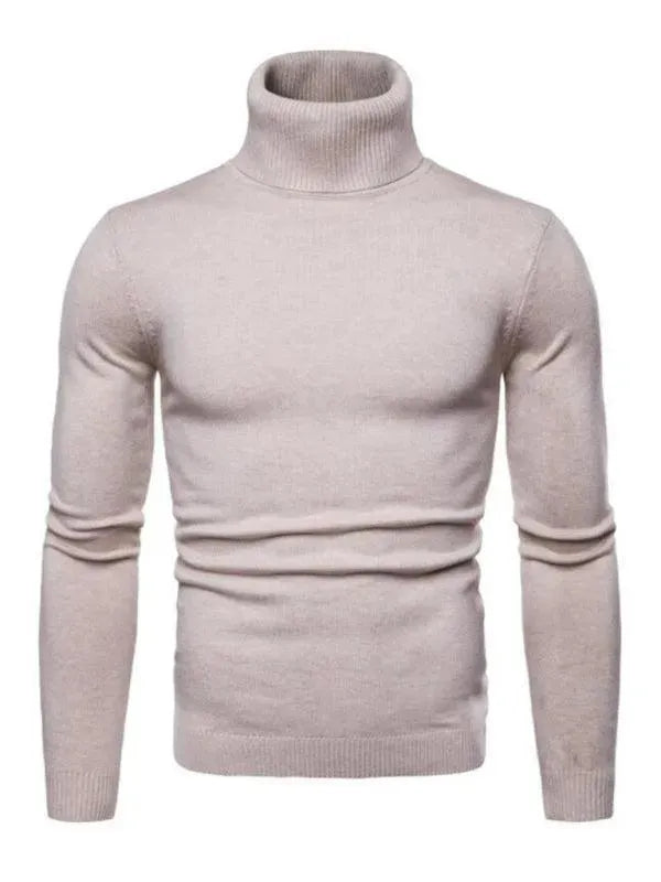 Men's Wool Knit Turtleneck Sweater - Thick Warm Winter Pullover for Casual Wear & Outdoor Activities