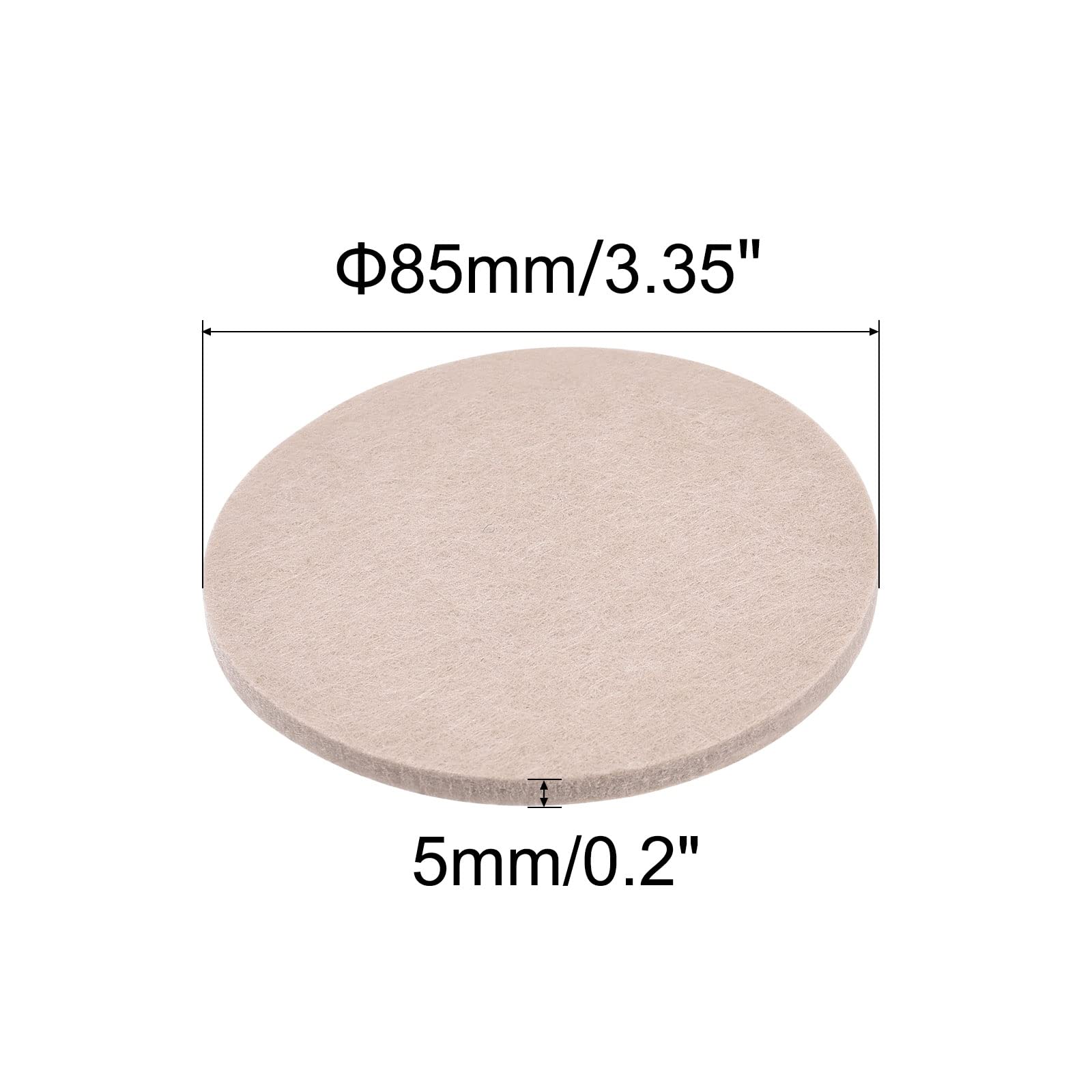uxcell 85mm Self-Adhesive Felt Furniture Pads - Non-Slip Round Felt Protectors for Cabinets, Chairs & Floors (Beige, 16-Pack) | Prevent Scratches & Noise on Hardwood, Tile & Laminate