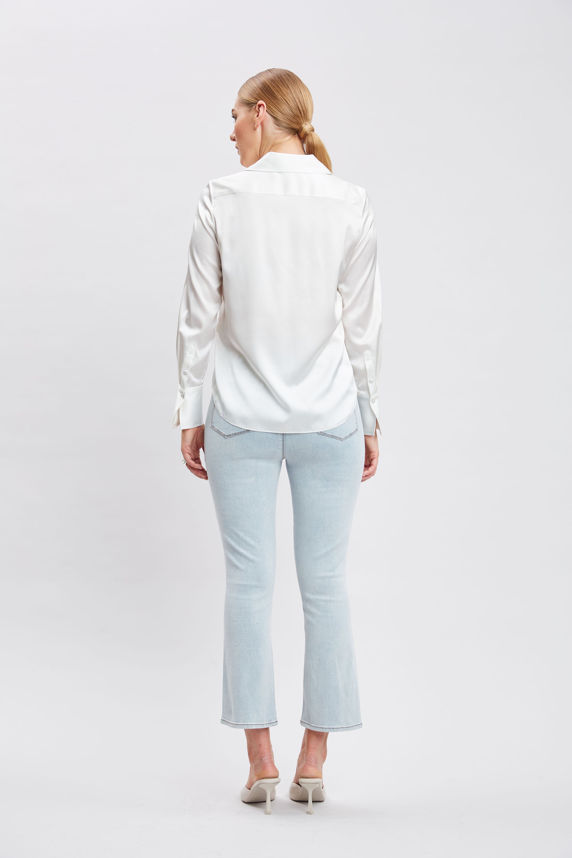 Silk Satin Button Down Shirt for Women - Elegant Blouse with Long Sleeves & Classic Collar - Perfect for Office, Business Meetings & Special Occasions