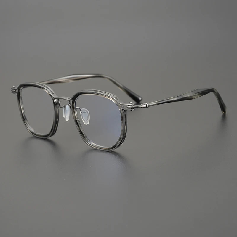 Unisex Black Titanium Acetate Square Eyeglasses - Full Rim Big Frame 55865 | Perfect for Work, Reading & Fashion Accessories