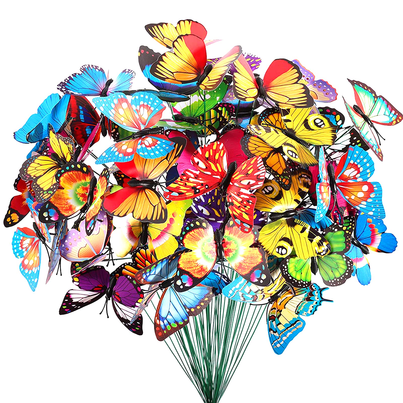 60 Pcs Colorful 11.2 Inch PVC Waterproof Butterfly Garden Stakes - Outdoor Yard Decorations for Garden, Party & Wedding Decor - Durable Weatherproof Butterfly Decor for Patio, Lawn, Backyard & Landscape Design