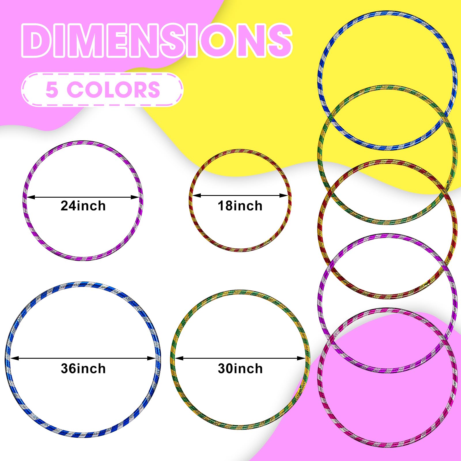 Kathfly Glitter Weighted Exercise Hoop for Kids & Adults - Fitness Hula Circle for Sports, Pilates, Workout & Weight Loss - Durable Plastic Hula Ring for Indoor/Outdoor Play & Exercise