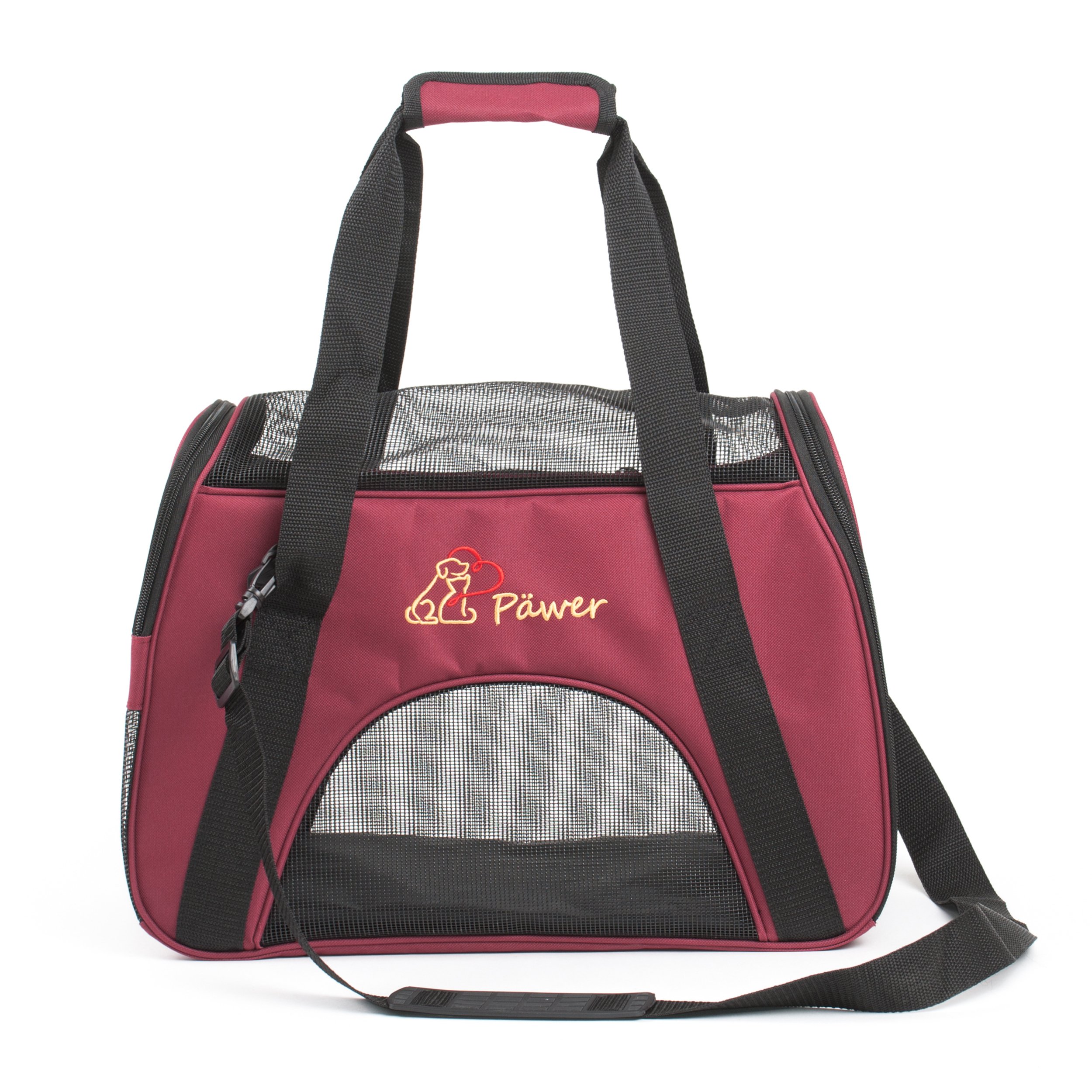 Soft-Sided Airline Approved Pet Carrier for Cats & Small Dogs - Medium Size Washable Cloth Travel Tote with 2 Mesh Vents & Adjustable Strap (Burgundy & Other Colors) - Perfect for Air Travel, Vet Visits & Road Trips