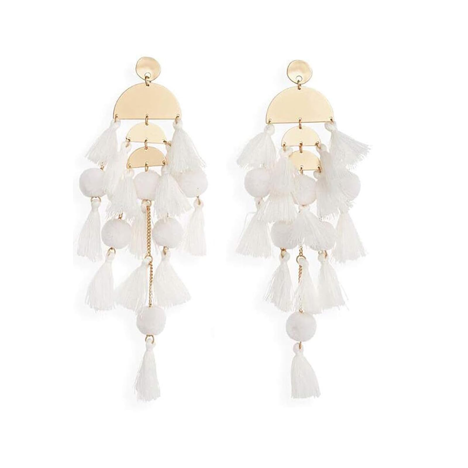 Boho Tassel Earrings for Women - Handmade Bohemian Dangle Statement Earrings - Long Beach Vacation Jewelry Essentials for Summer Outfits & Festivals
