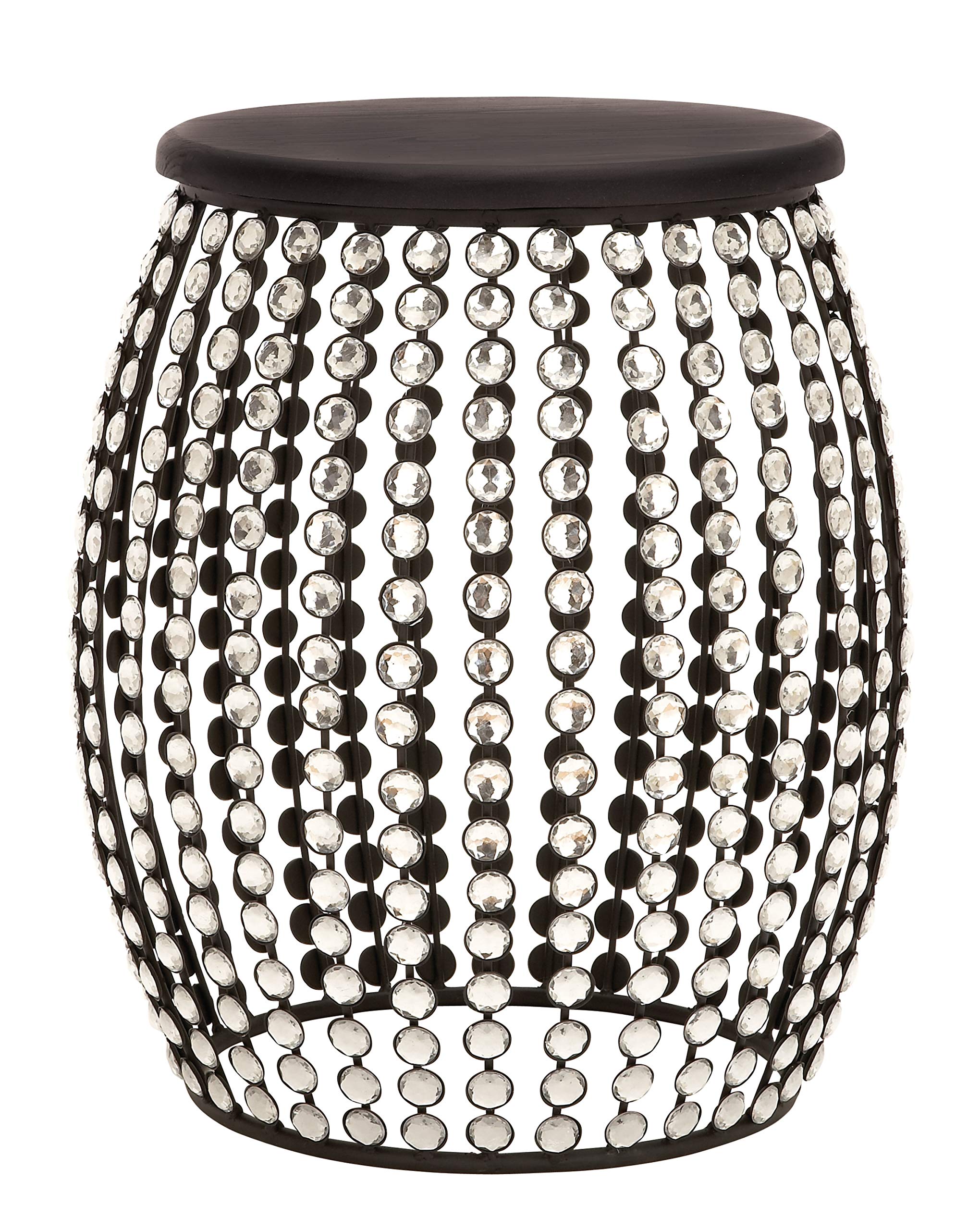 Deco 79 Modern Black Metal Side Table with Crystal Accents - 16