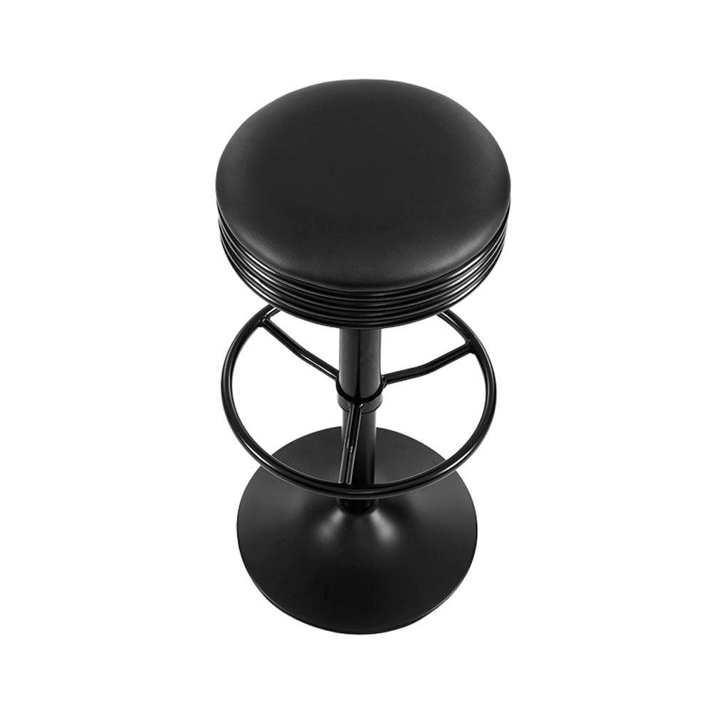 2 Pack Black Leather Bar Stools with Padded Seats and Gas Lift Mechanism - Perfect for Kitchen Islands, Home Bars, and Dining Counter Height Tables