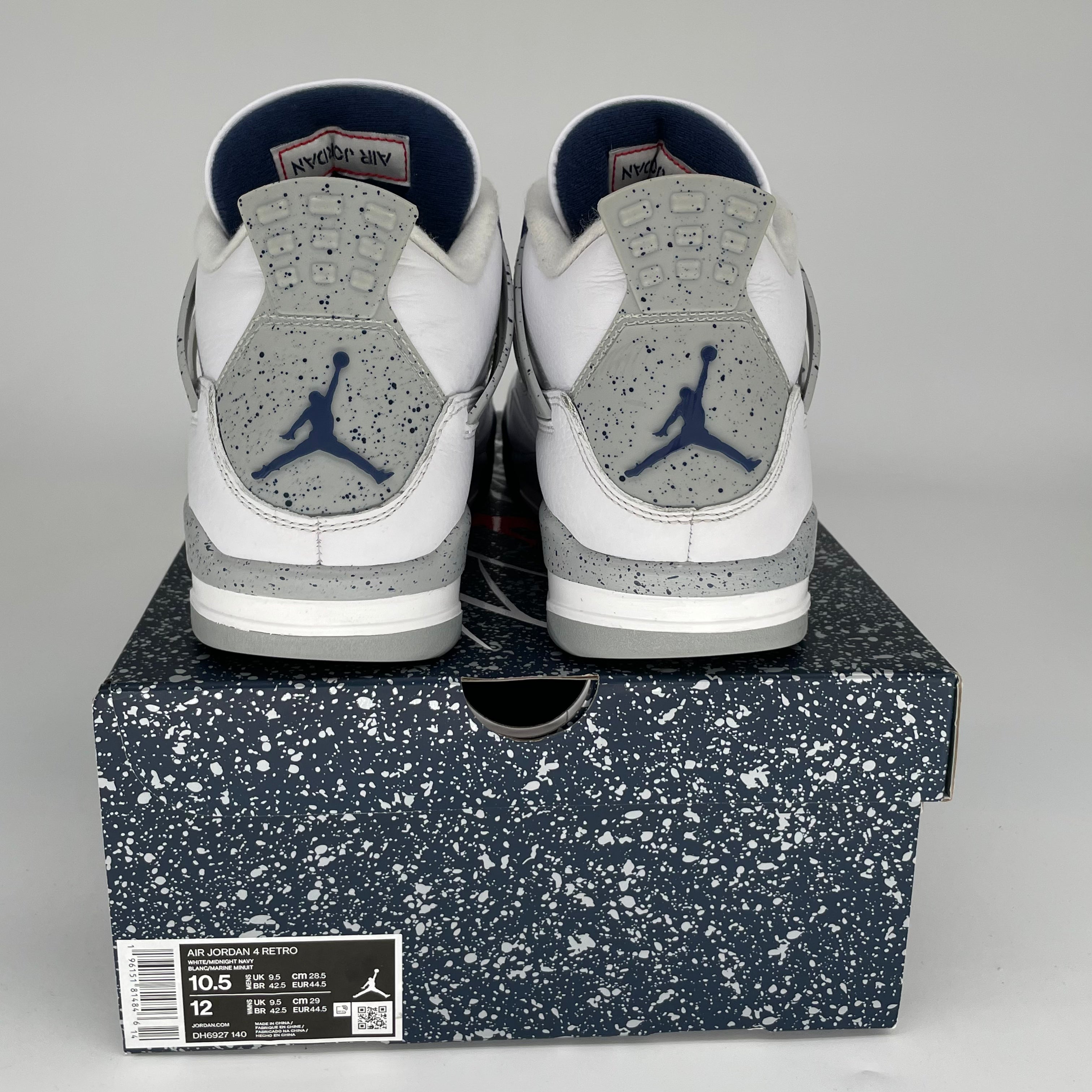**Air Jordan 4 Retro 'Midnight Navy' Men's Basketball Shoes - Size 10.5 (DH6927-140) | Perfect for Sneaker Collectors & Streetwear Fashion**    *Use Cases: Ideal for basketball games, casual streetwear, sneaker collections, and urban fashion styling.*