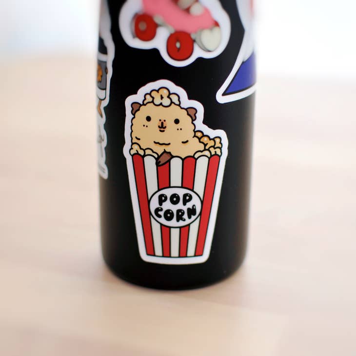 Alpaca Guinea Pig with Popcorn Vinyl Sticker - Cute Animal Decal for Laptops, Water Bottles & Notebooks - Perfect for Pet Lovers & Kawaii Fans
