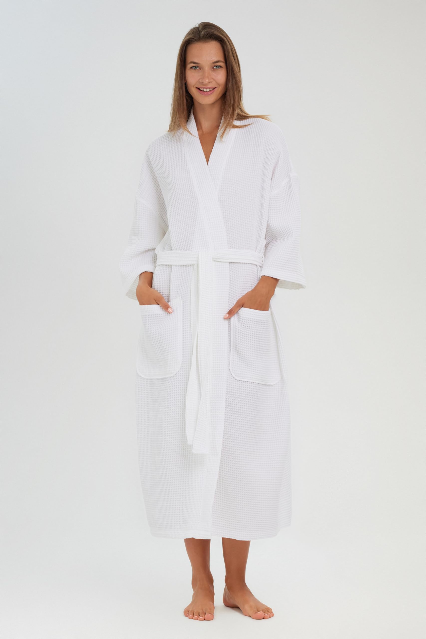 Luxury MONARCH Square Waffle Spa Kimono Robe - Ultra Soft Hotel Bathrobe for Women & Men | Perfect for Spa, Bath, Poolside & Relaxation at Home | Cypress Color