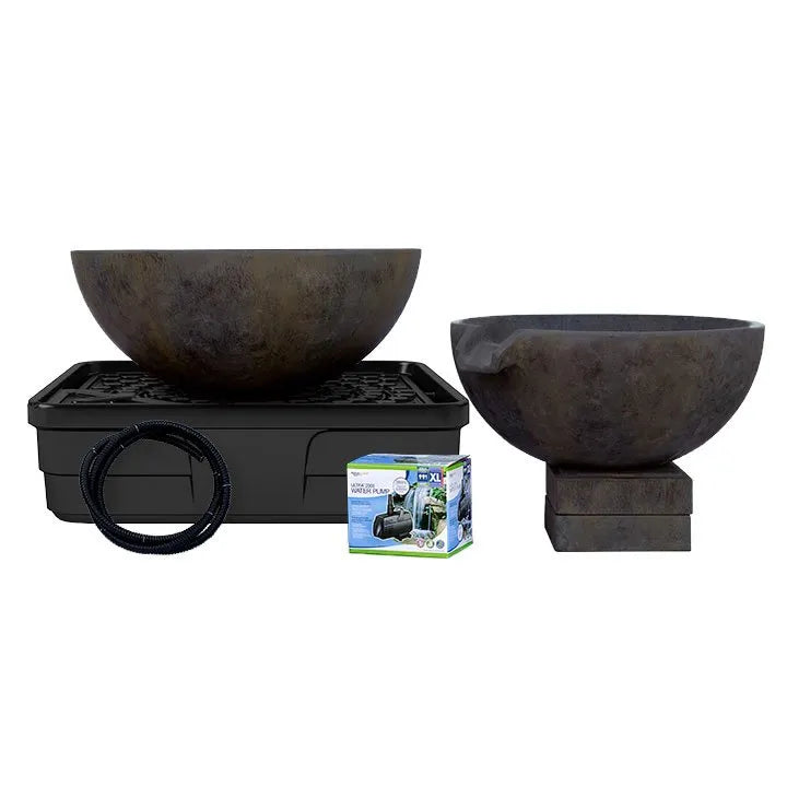 Iron Ore Spillway Bowl & Basin Fountain Kit - 32/40 Inch Dia - Perfect for Garden, Patio, and Outdoor Water Features