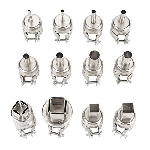 12-Piece Steel Heat Gun Nozzle Kit - Heat Resistant Tips for 850 Hot Air Soldering Station, Welding & DIY Repair Tool Accessories - Perfect for Electronics, Crafts & Home Improvement Projects
