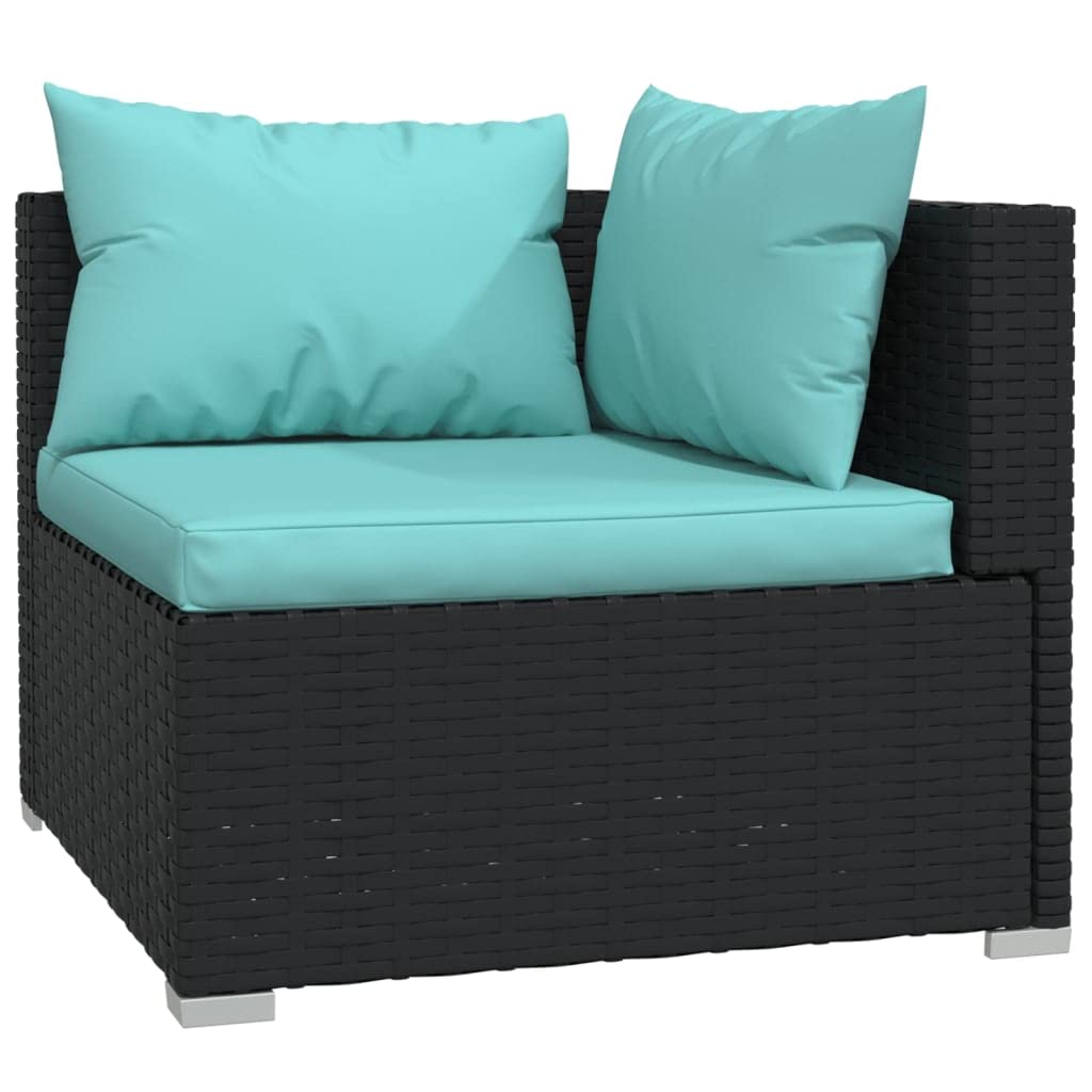 vidaXL 9-Piece Patio Lounge Set - Outdoor Garden Furniture, Black Poly Rattan Sectional Sofa with Cushions - Perfect for Backyard, Poolside & Terrace Relaxation