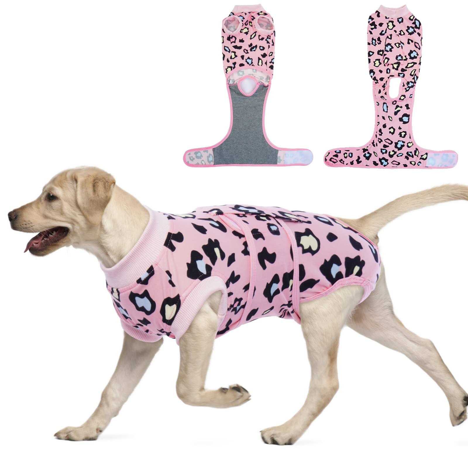Post-Surgery Recovery Suit for Dogs - Soft, Breathable, Comfortable - Pink Leopard Print - XXL Size - Ideal for Spay/Neuter, Wound Protection & Stress Relief