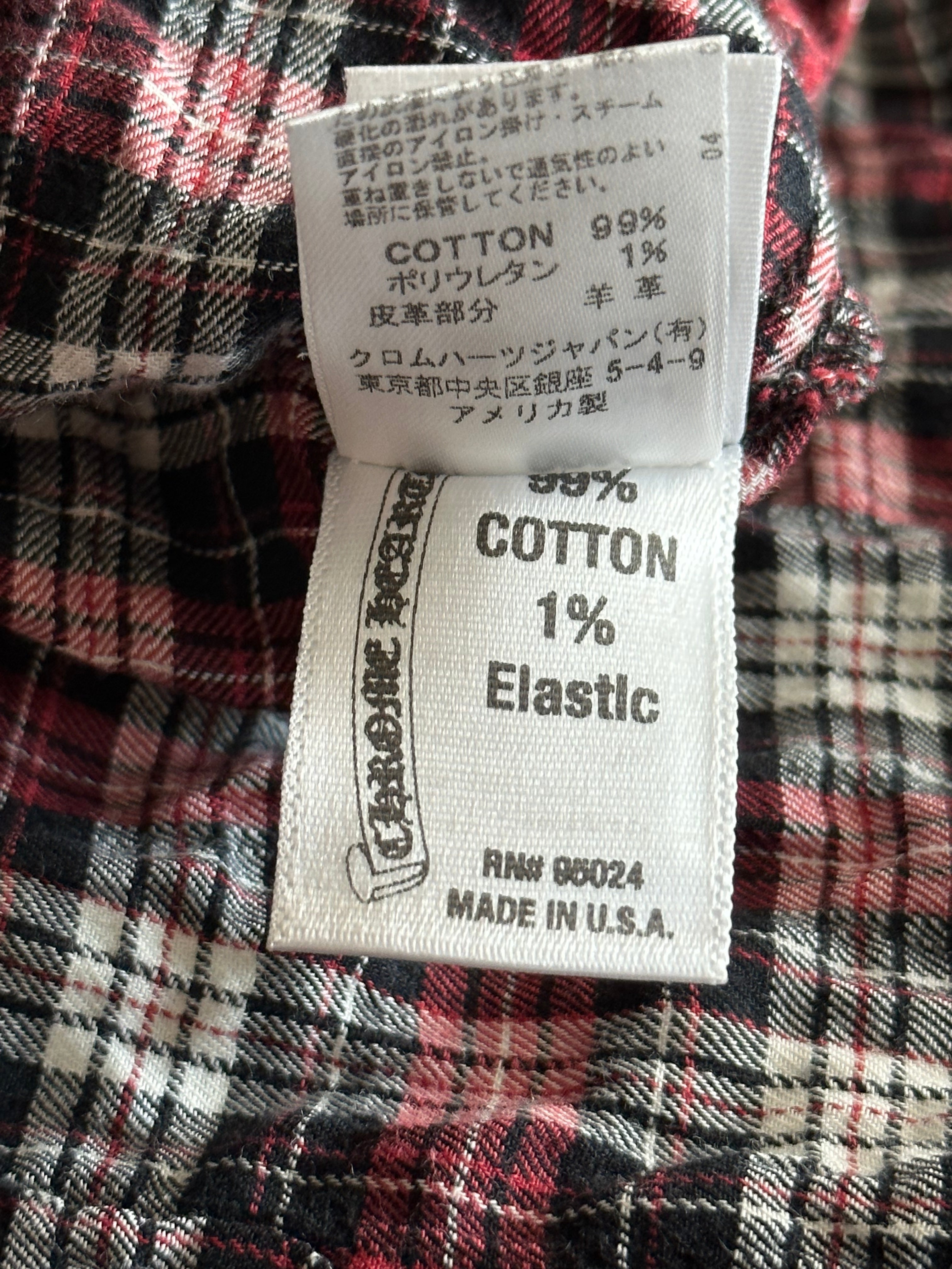 Chrome Hearts Red & White Cross Patch Flannel Shirt - Stylish & Comfortable for Casual Wear & Street Fashion