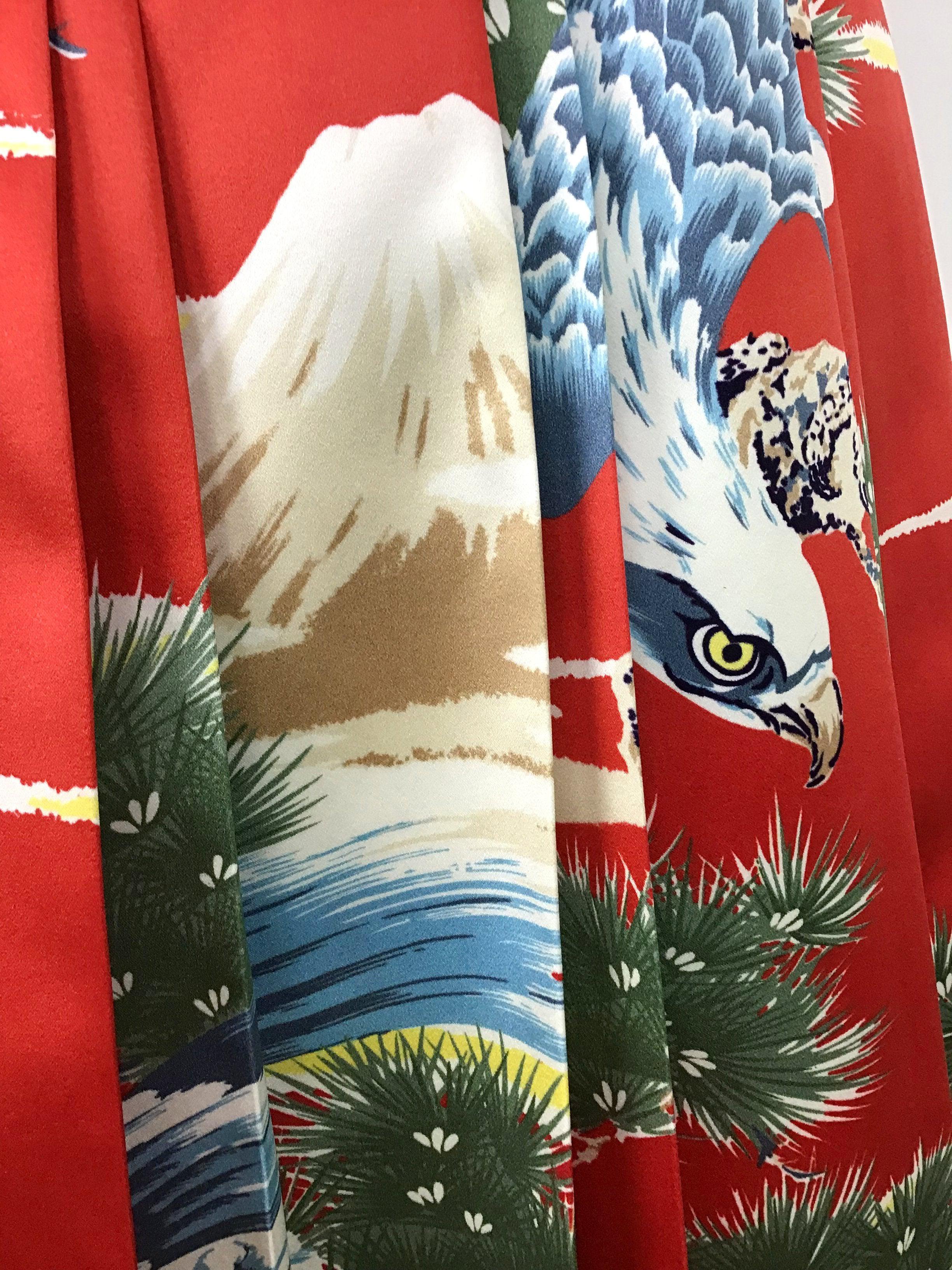 Gucci Oriental Eagle Pleated Silk Skirt for Women - Size M | Elegant Floral Print Maxi Skirt | Perfect for Parties, Weddings & Special Occasions