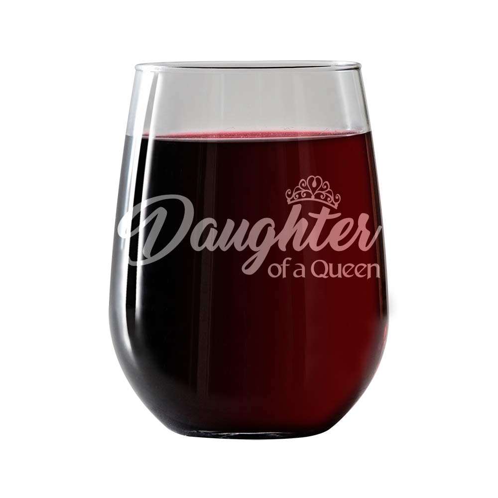 Mother Daughter Wine Glass Gift Set - 2 Stemless 17oz Glasses - 'Mother of a Princess, Daughter of a Queen' - Elegant Birthday & Mother's Day Gifts for Women - Perfect for Mother-Daughter Bonding, Girls' Night, and Special Celebrations