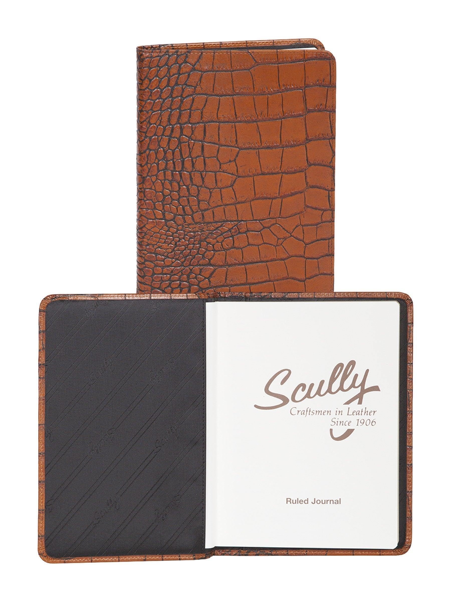 Premium Dark Brown Crocodile Leather Ruled Desk Journal - Professional Writing Notebook for Office, Business & Gift Giving - Perfect for Meetings, Note Taking & Daily Planning