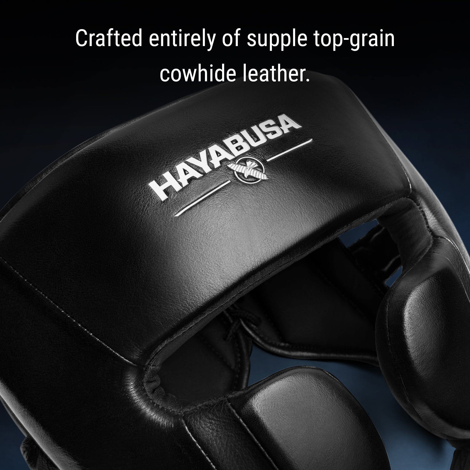 Hayabusa Pro Leather Boxing Headgear - Adjustable One Size, Premium Black for Sparring & Training - Ideal for Boxing, MMA, Kickboxing & Martial Arts Practice