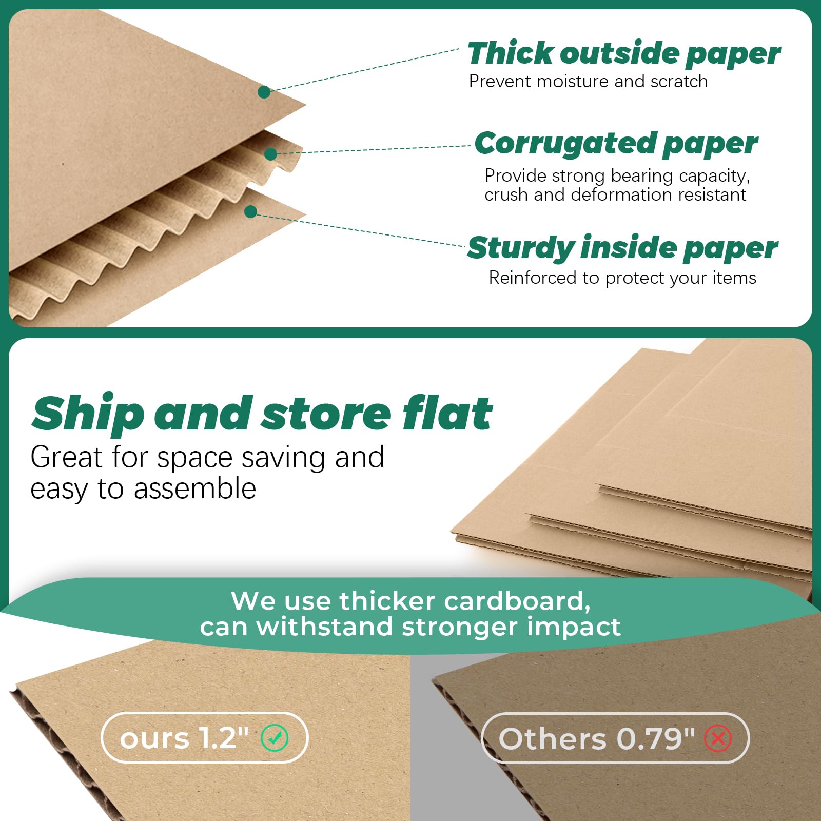 8x8x8 Inches Corrugated Cardboard Shipping Boxes - 25 Pack for Mailing, Moving & Small Business Packaging | Durable Kraft Brown Boxes for Ecommerce, Storage & Home Organization
