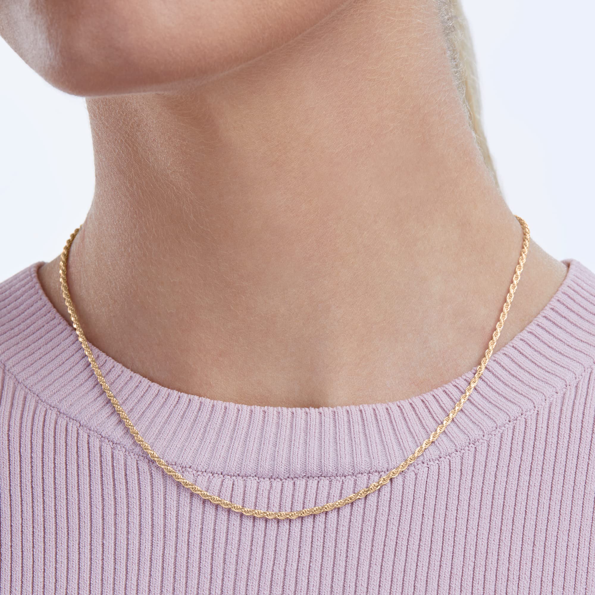 Amazon Essentials Sterling Silver Diamond Cut Rope Chain Necklace - 18-24 Inch Adjustable Length, Hypoallergenic Jewelry for Women - Perfect for Daily Wear, Gifts & Special Occasions
