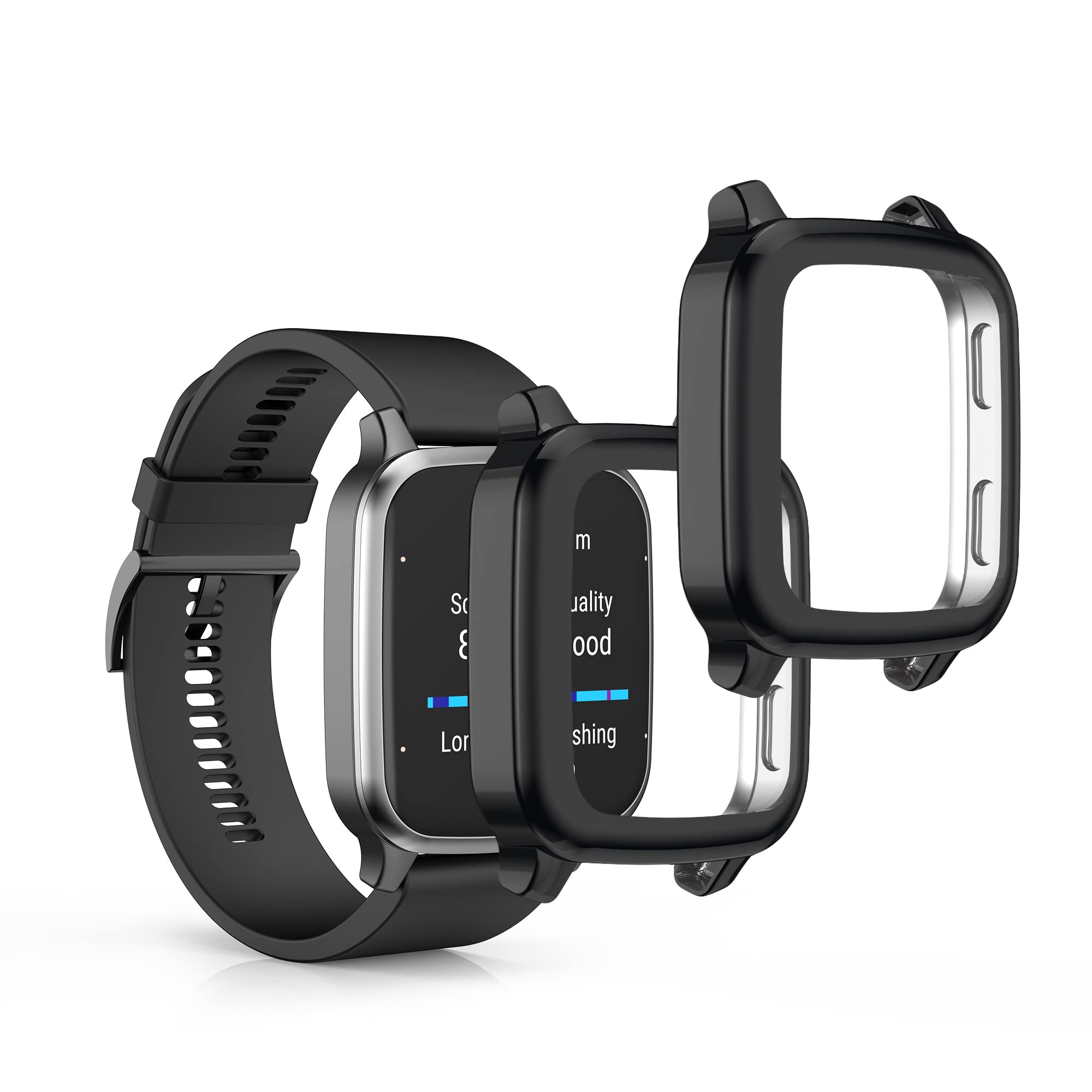Garmin Venu Sq 2 Case - 2X TPU Silicone Cover for Fitness & Music - Black | Workout Protection