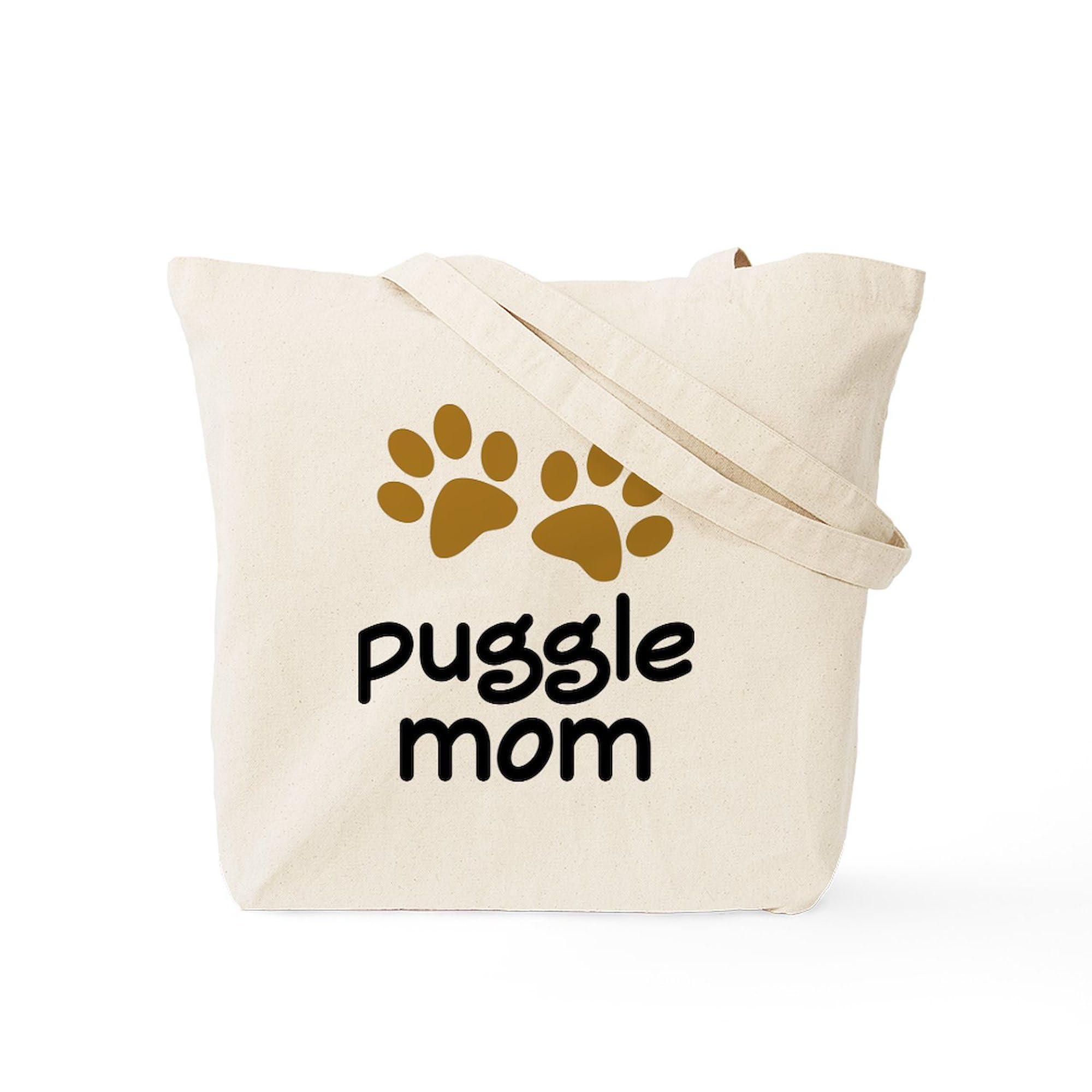 Cute Puggle Mom Tote Bag - Natural Canvas Reusable Shopping Bag for Women | Eco-Friendly Grocery Tote, Perfect for Mothers Day Gift, Beach Trips & Daily Errands