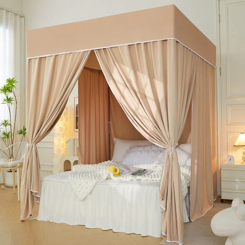 Blackout Canopy Bed Curtain with Detachable Top - Light Blocking Bedroom Decor for Better Sleep, Privacy & Room Darkening (Perfect for Nursery, Dorm, Master Bedroom)