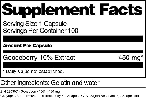 Premium Gooseberry Extract 10% - 450mg per Capsule (100 Capsules per Bottle, 3-Pack) - Natural Immune Support & Antioxidant Supplement for Daily Wellness & Energy Boost