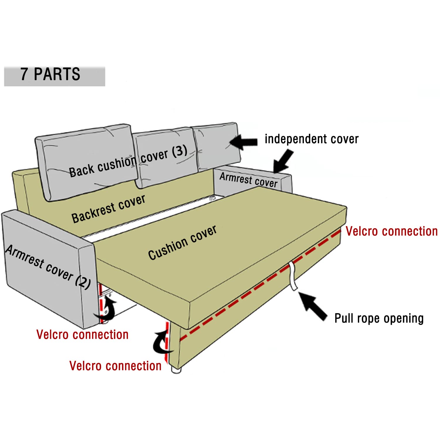 Stretchable Sofa Cover for IKEA Friheten 3-Seat Sleeper Sofa - Universal Fit Couch Slipcover with Cushion Covers - Perfect for Living Room, Apartment & Small Spaces (Size S-29)