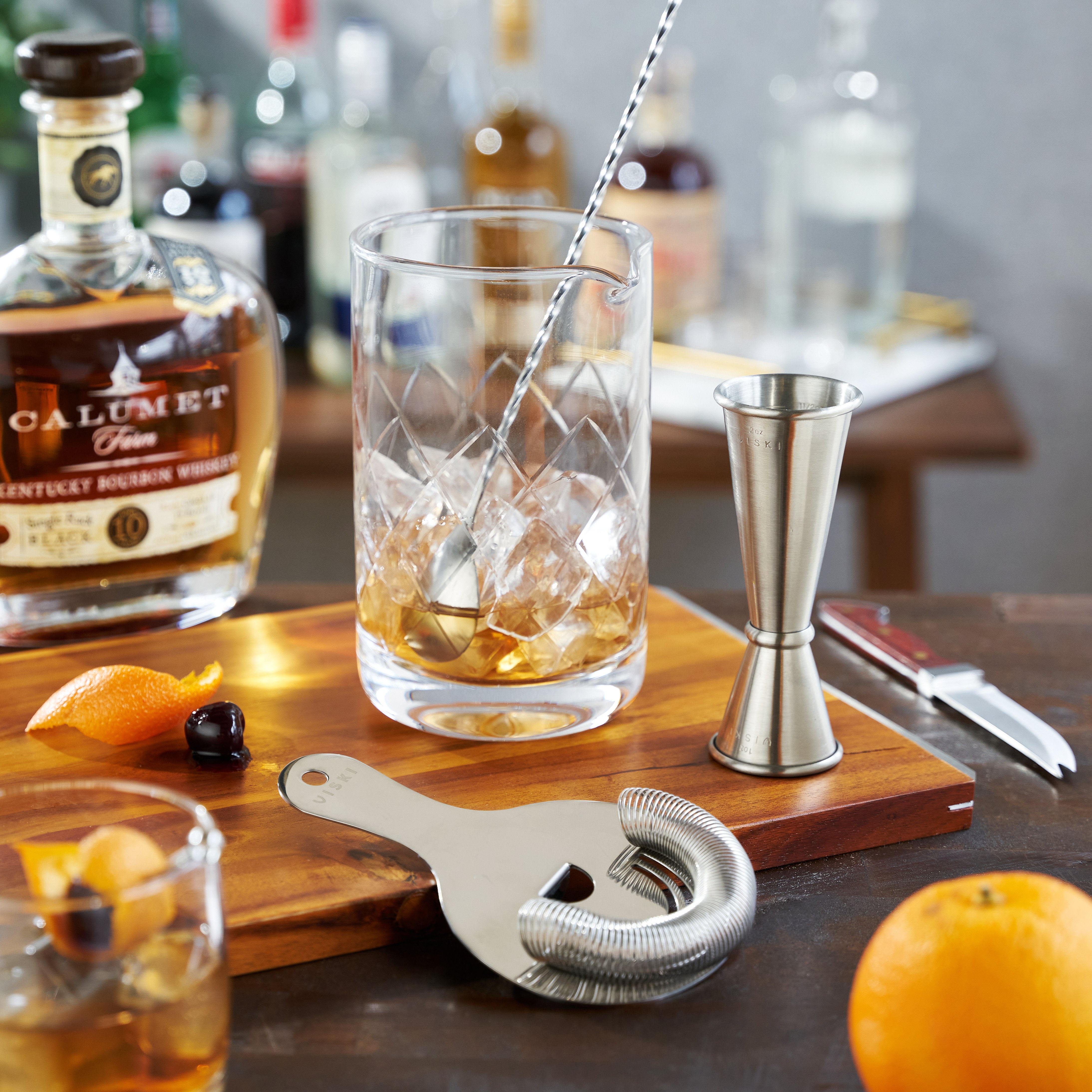 4-Piece Harrison Barware Set - Cocktail Shaker, Jigger, Strainer & Spoon - Perfect for Home Bars, Parties & Mixology Enthusiasts