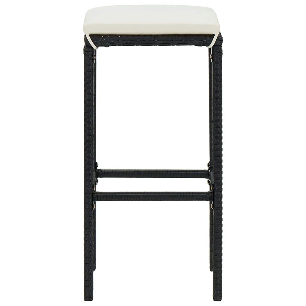 vidaXL 3-Piece Patio Bar Set with Cushions - Outdoor Bar Table & Stools with Footrest - Modern Farmhouse Black Dining Furniture for Backyard, Deck, or Poolside